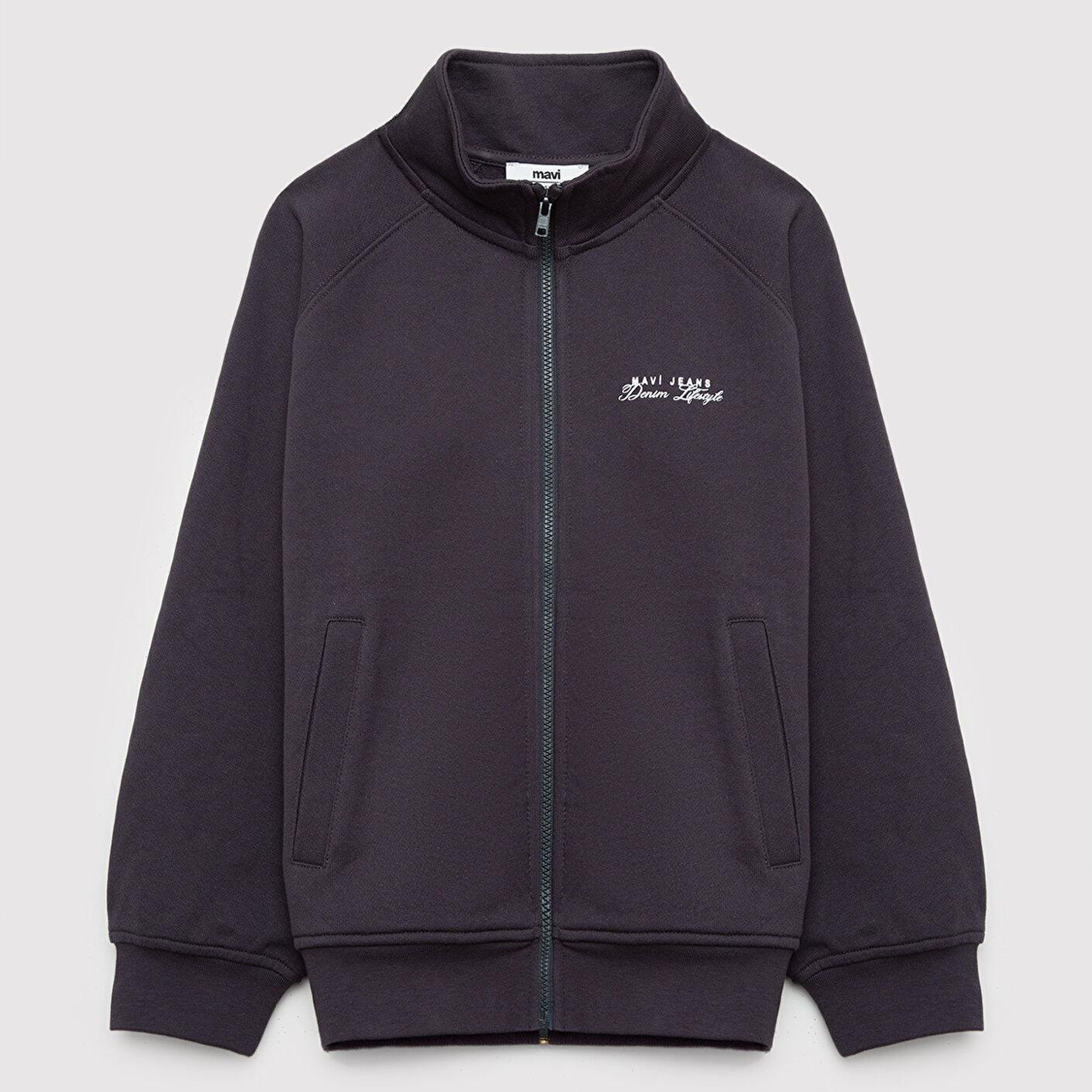 Mavi Mavi Jeans Baskılı Fermuarlı Antrasit Sweatshirt 7S10192-70087