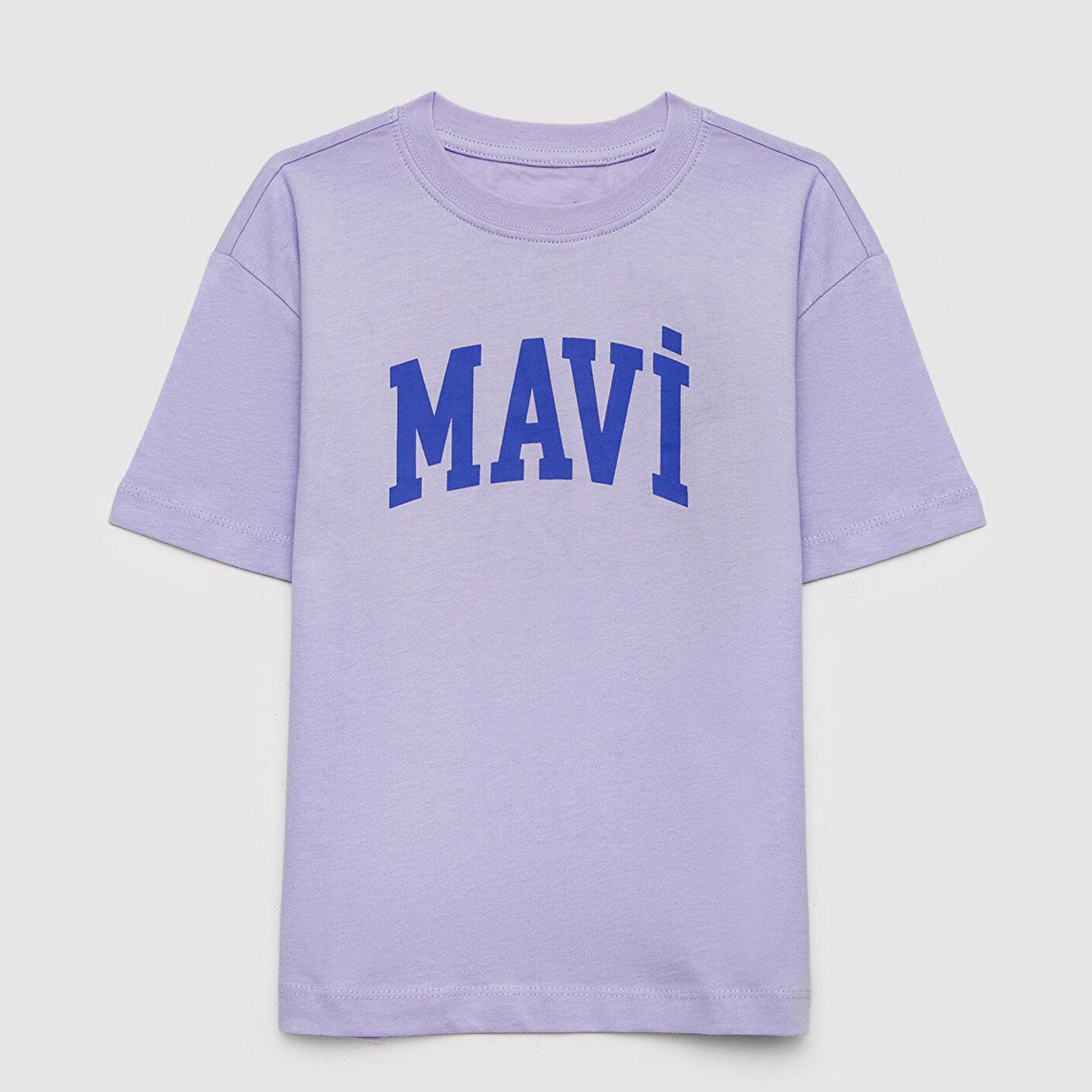 Mavi Mavi Logo Baskılı Mor Tişört Loose Fit / Bol Rahat Kesim 7610479-70523