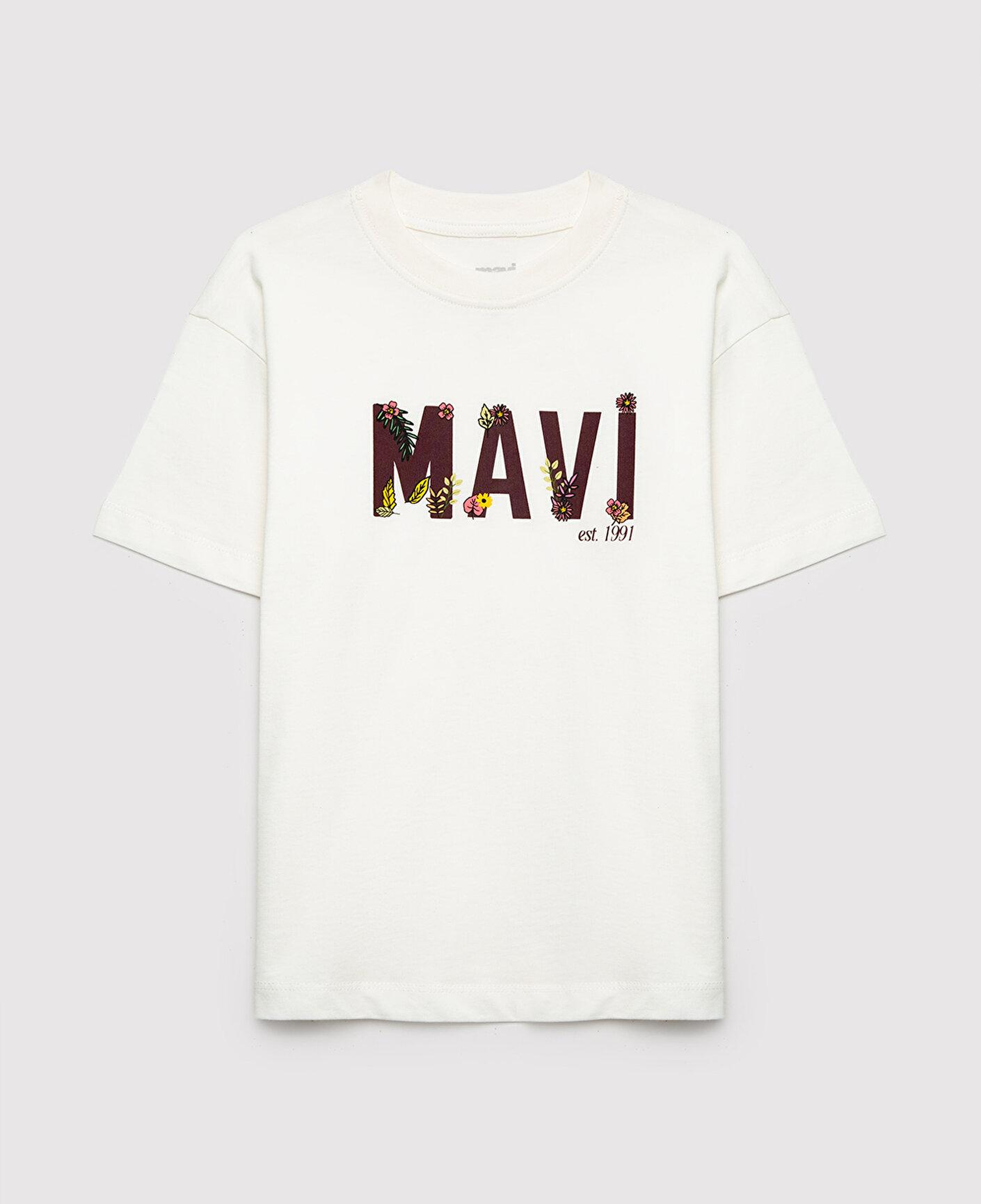 Mavi Mavi Logo Baskılı Ekru Tişört Loose Fit / Bol Rahat Kesim 7610484-80194