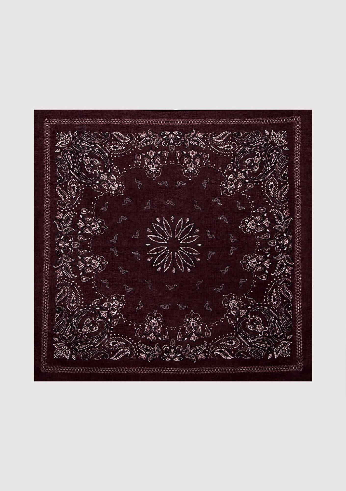 Mavi Şal Desenli Bordo Bandana 1914014-24862