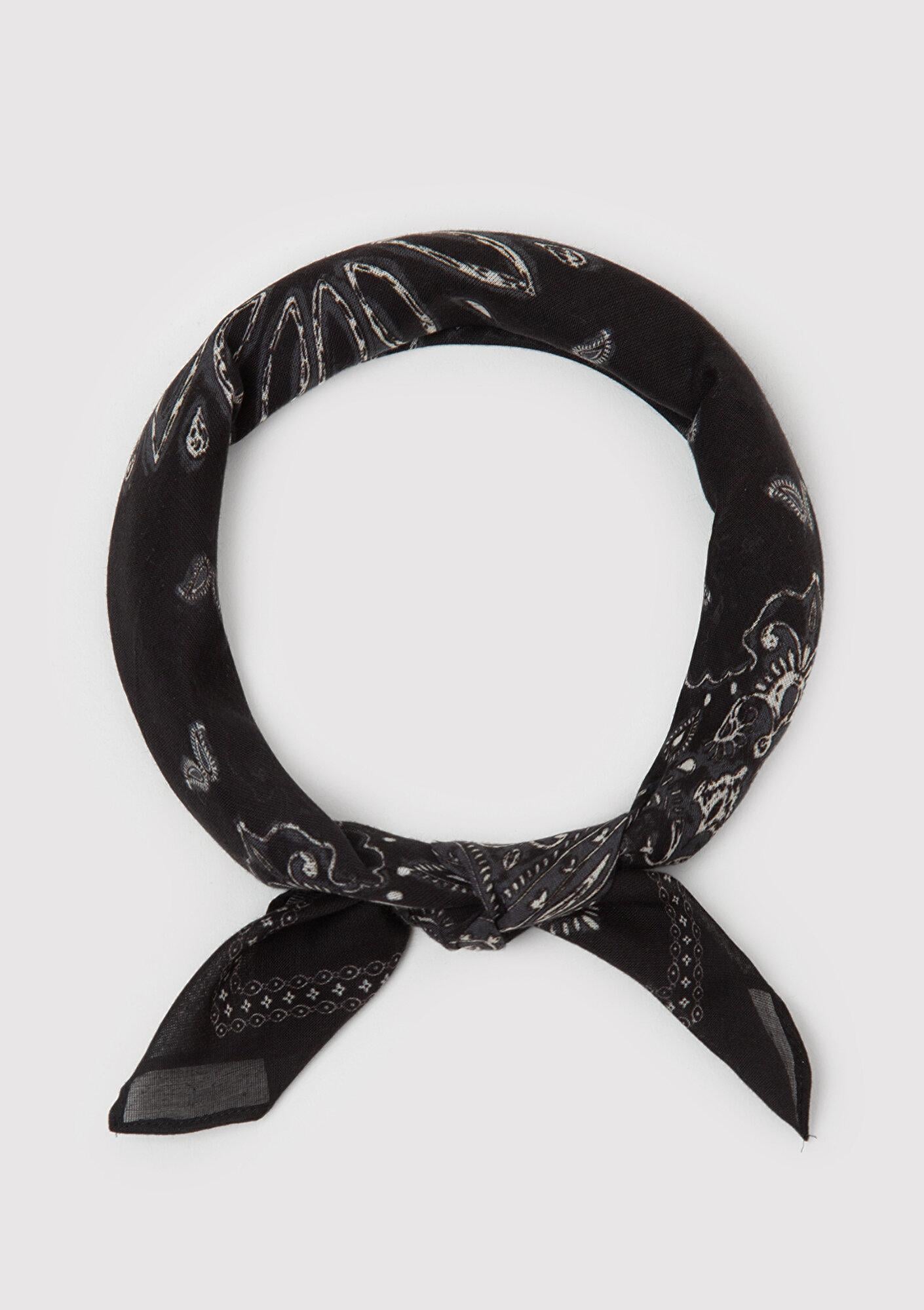 Mavi Şal Desenli Siyah Bandana 1914014-900