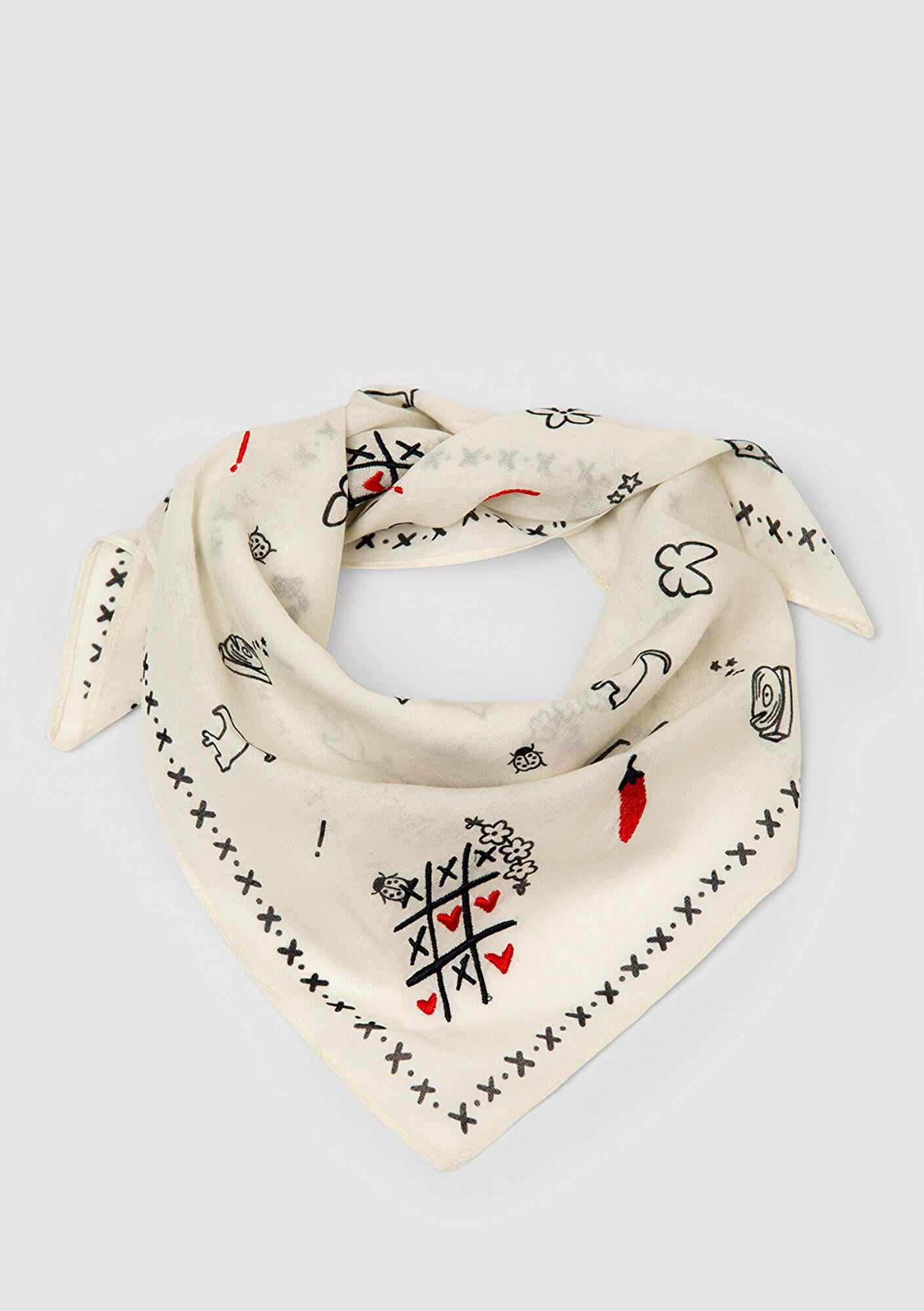 Mavi Baskılı Ekru Bandana 1914210-80194