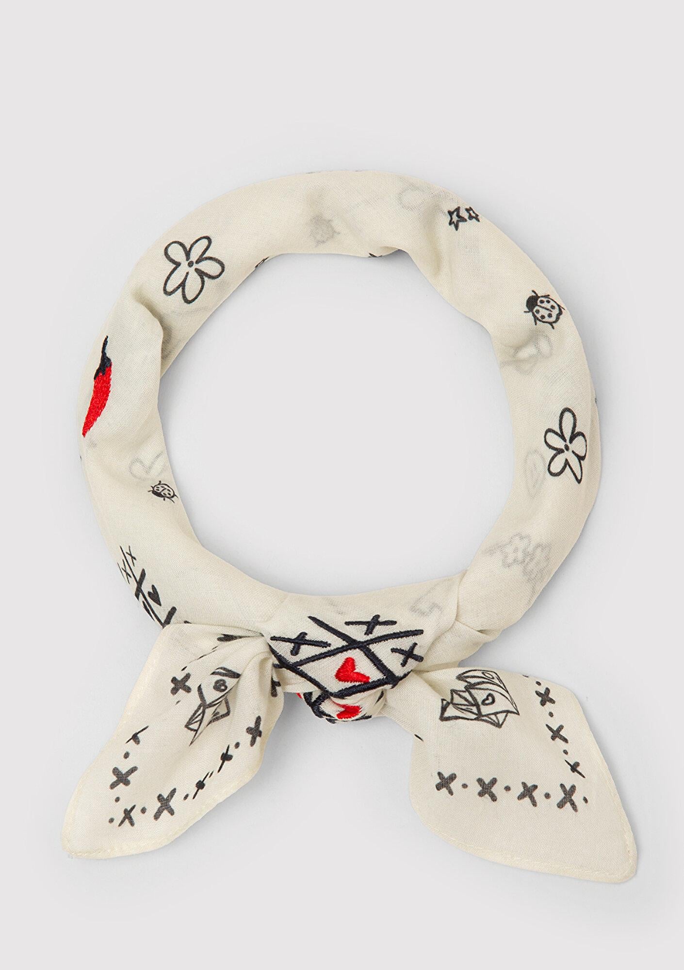 Mavi Baskılı Ekru Bandana 1914210-80194