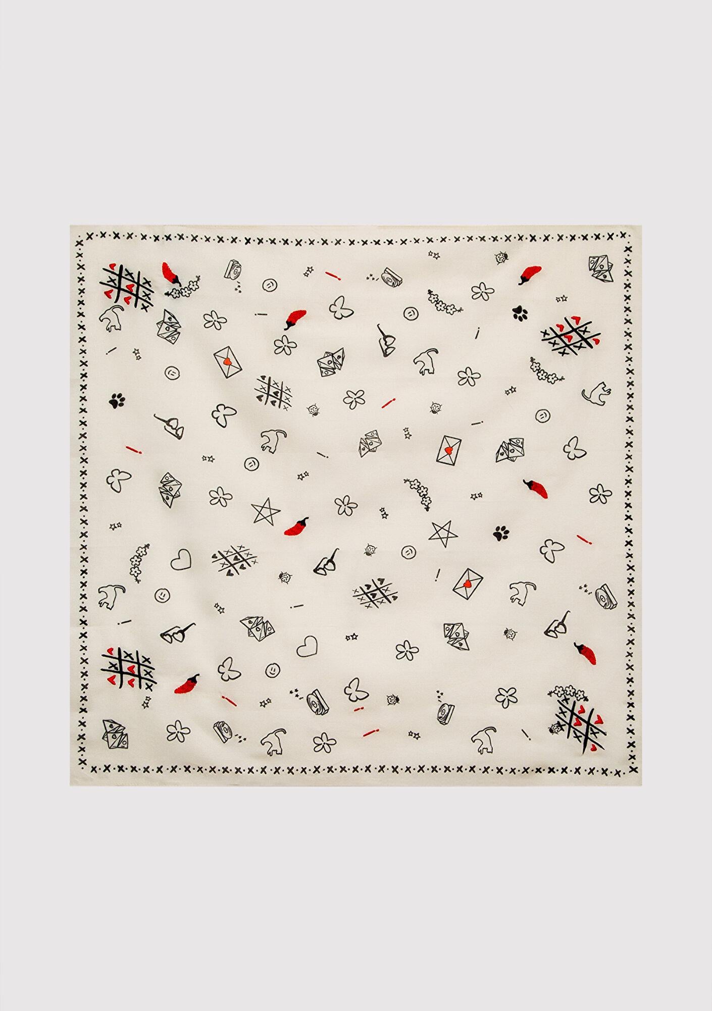 Mavi Baskılı Ekru Bandana 1914210-80194
