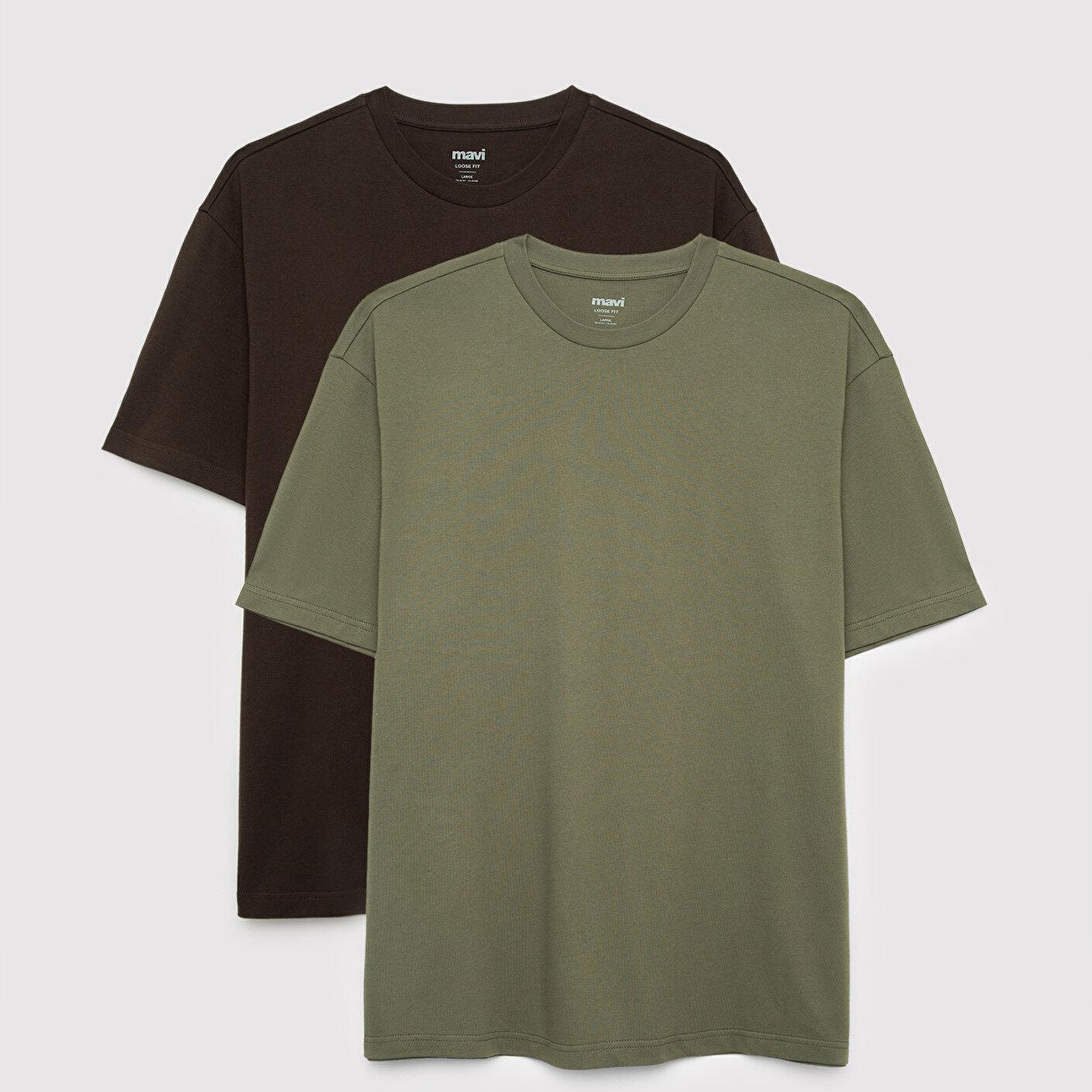 Mavi 2li Erkek Basic Tişört Loose Fit / Bol Rahat Kesim 0613555-90892
