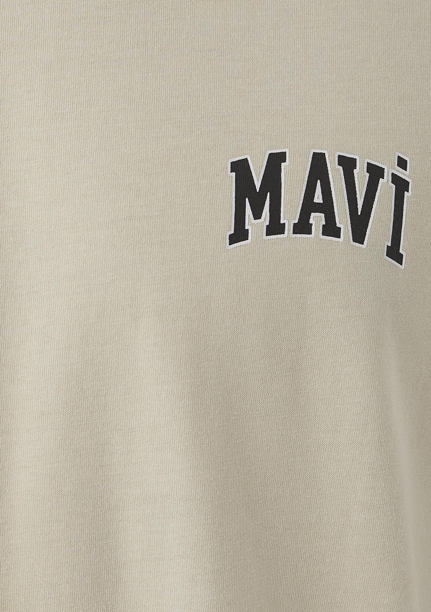 Mavi Mavi Logo Baskılı Ekru Tişört Regular Fit / Normal Kesim 0611714-81202