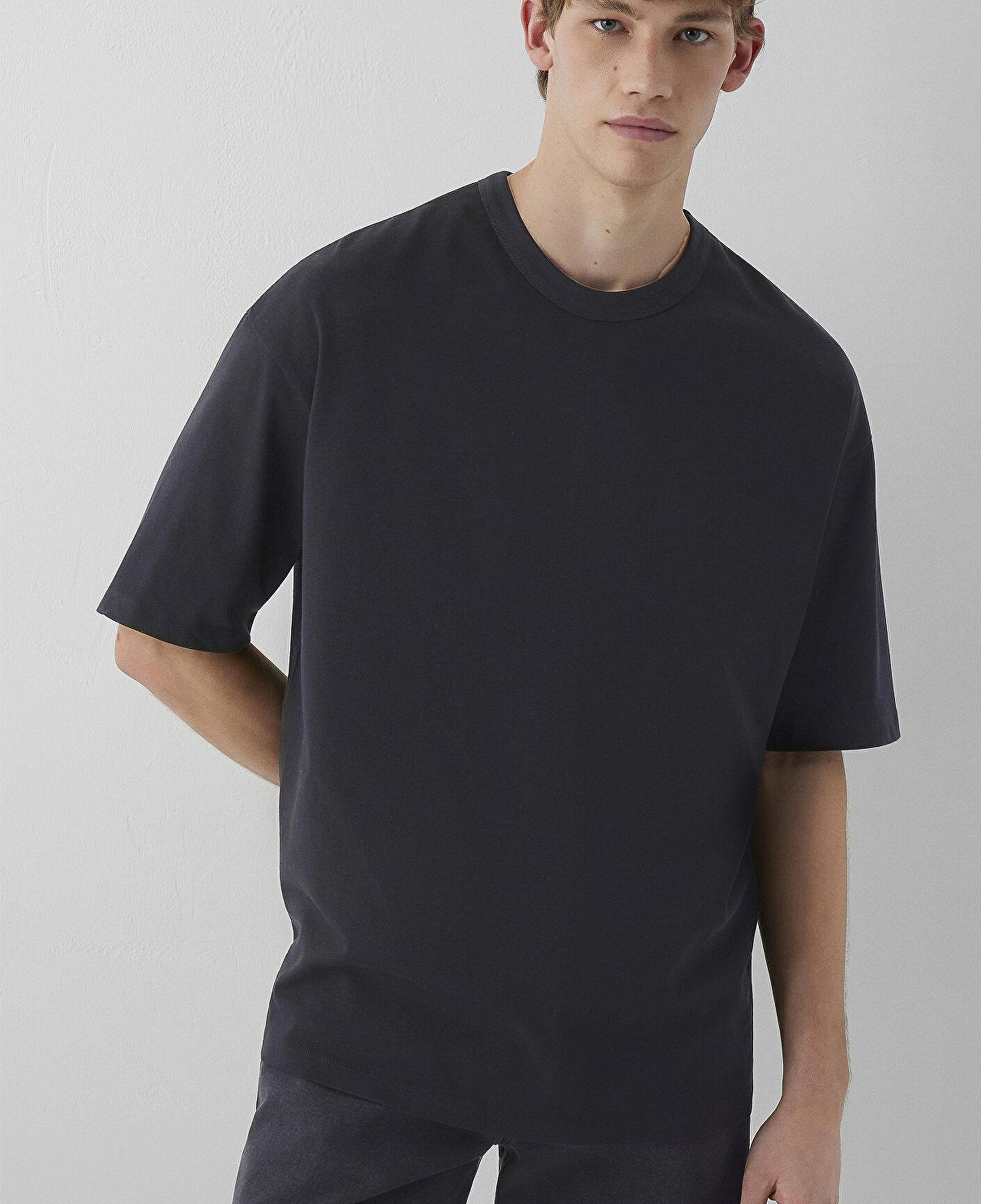 Mavi Siyah Basic Tişört Oversize / Geniş Kesim 0613492-900