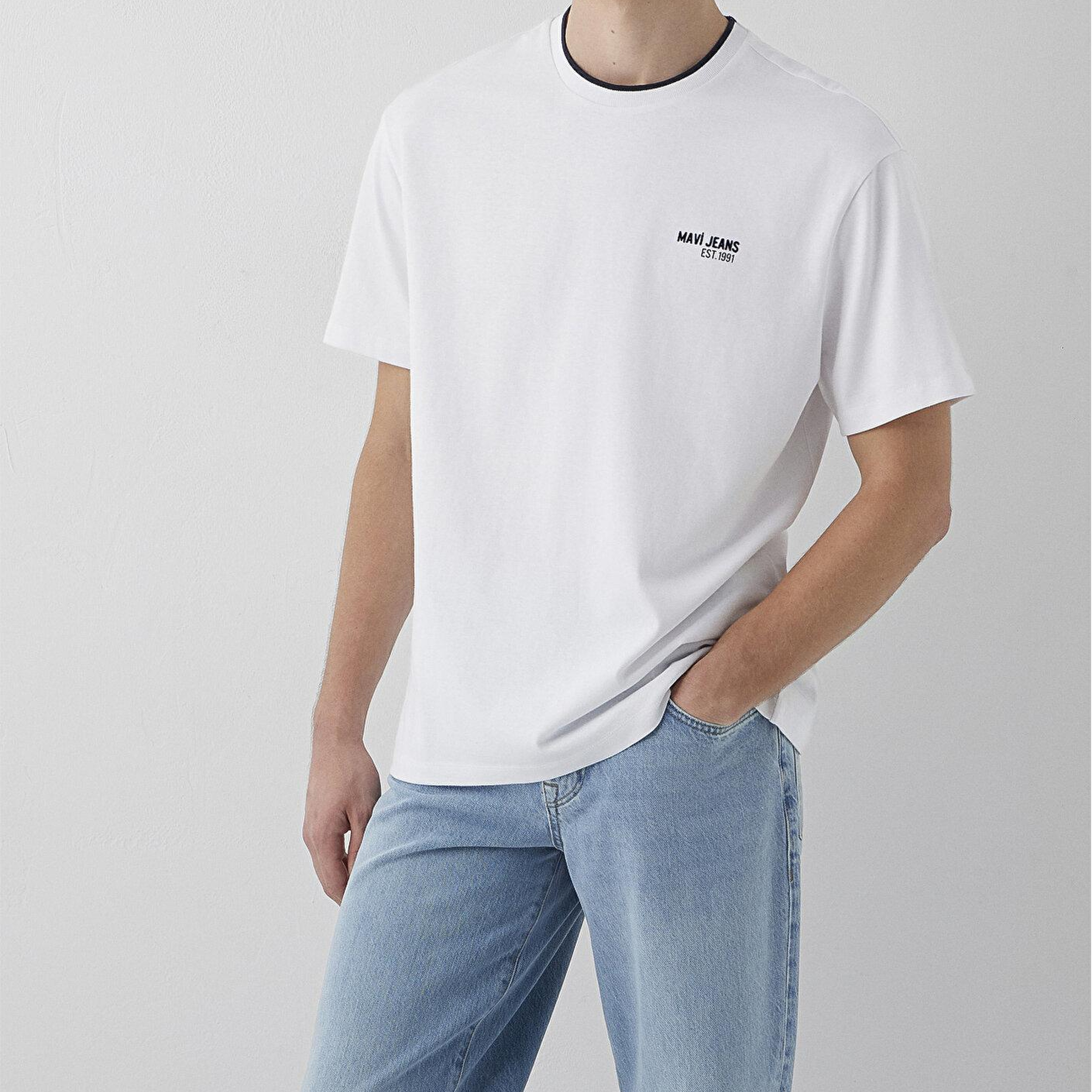 Mavi Mavi Jeans Beyaz Tişört Loose Fit / Bol Rahat Kesim 0613498-620