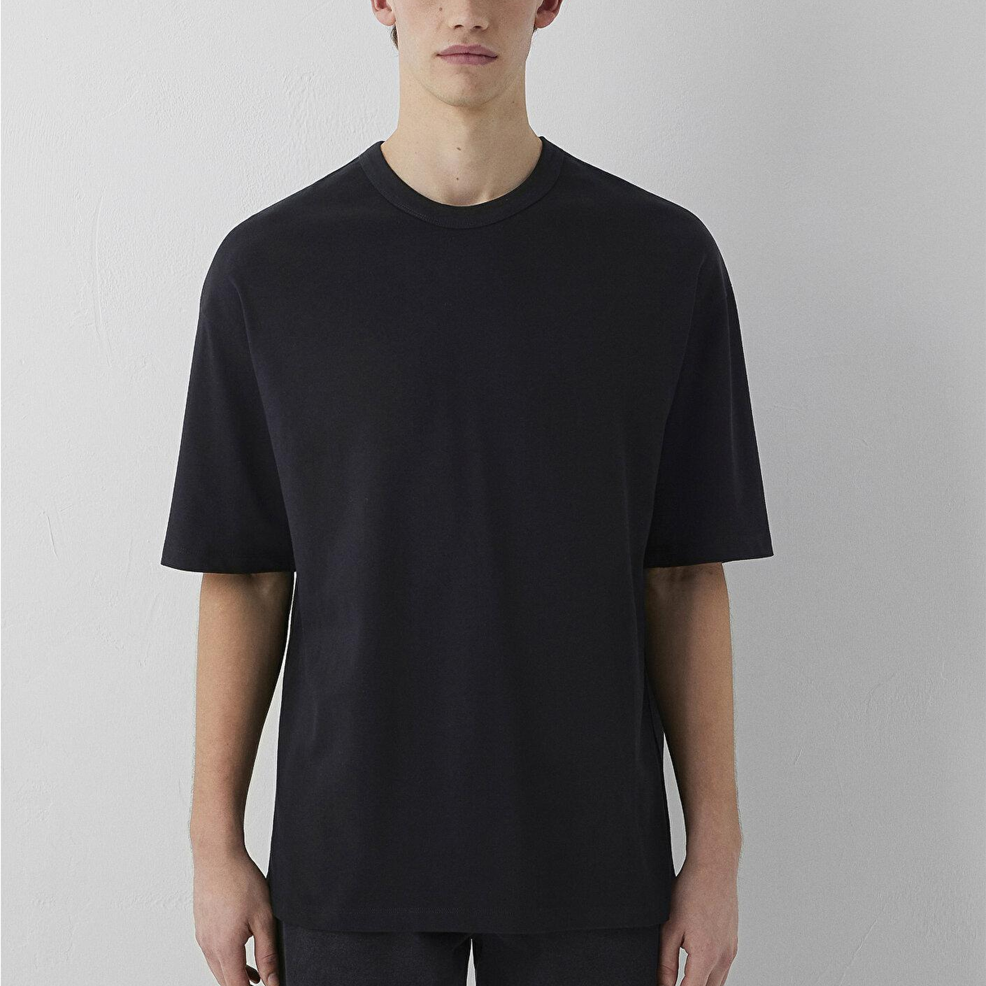 Mavi Siyah Basic Tişört Oversize / Geniş Kesim 0613492-900