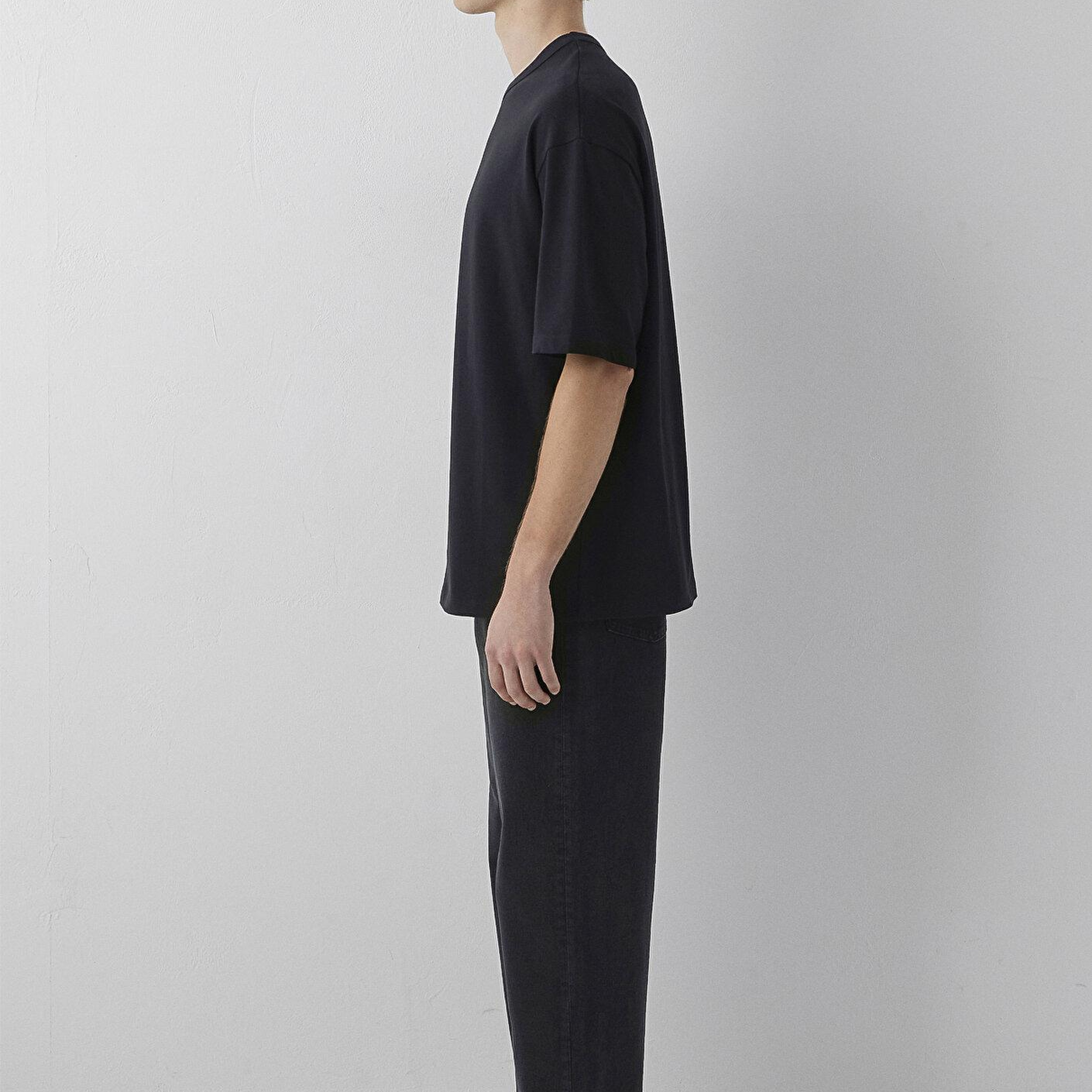 Mavi Siyah Basic Tişört Oversize / Geniş Kesim 0613492-900
