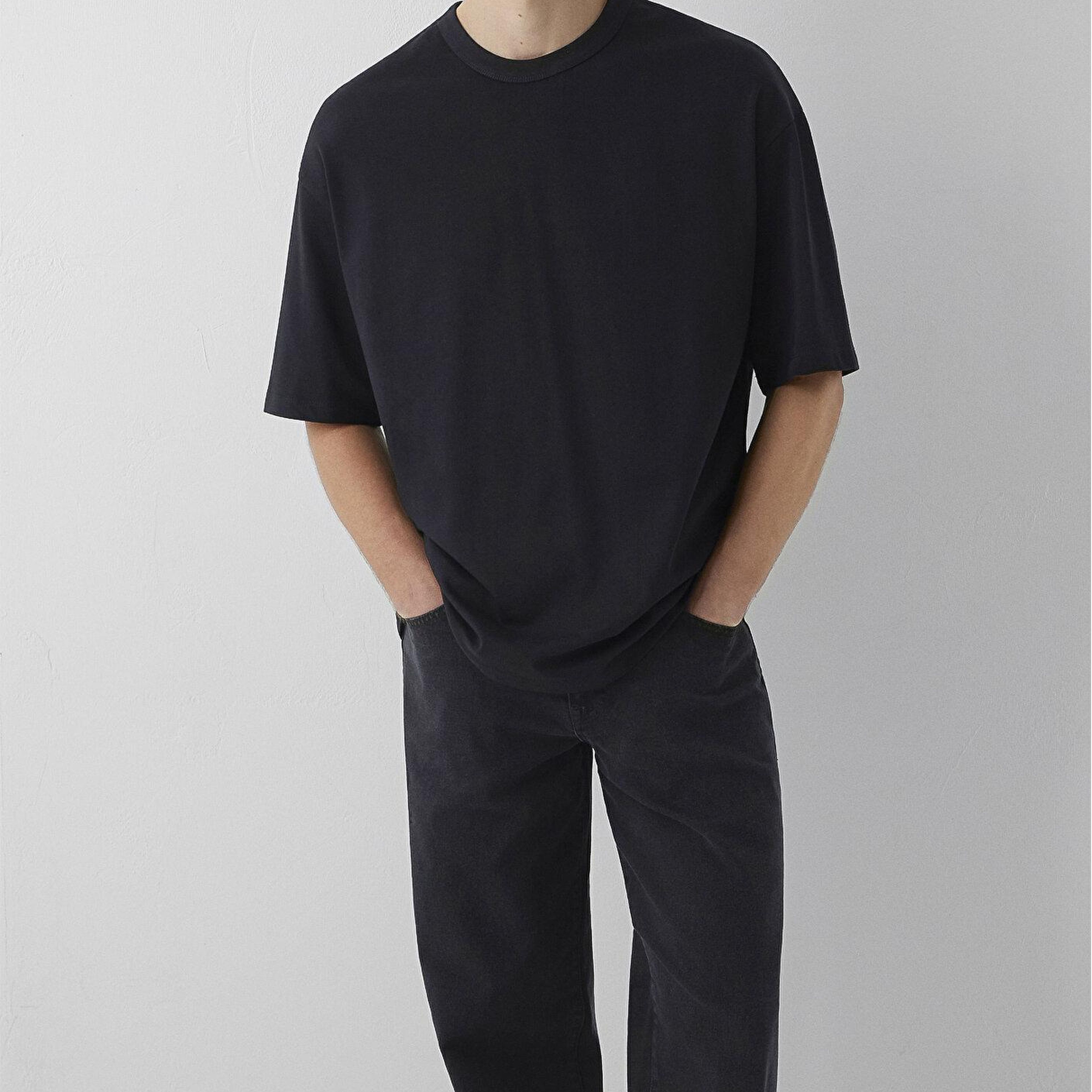 Mavi Siyah Basic Tişört Oversize / Geniş Kesim 0613492-900