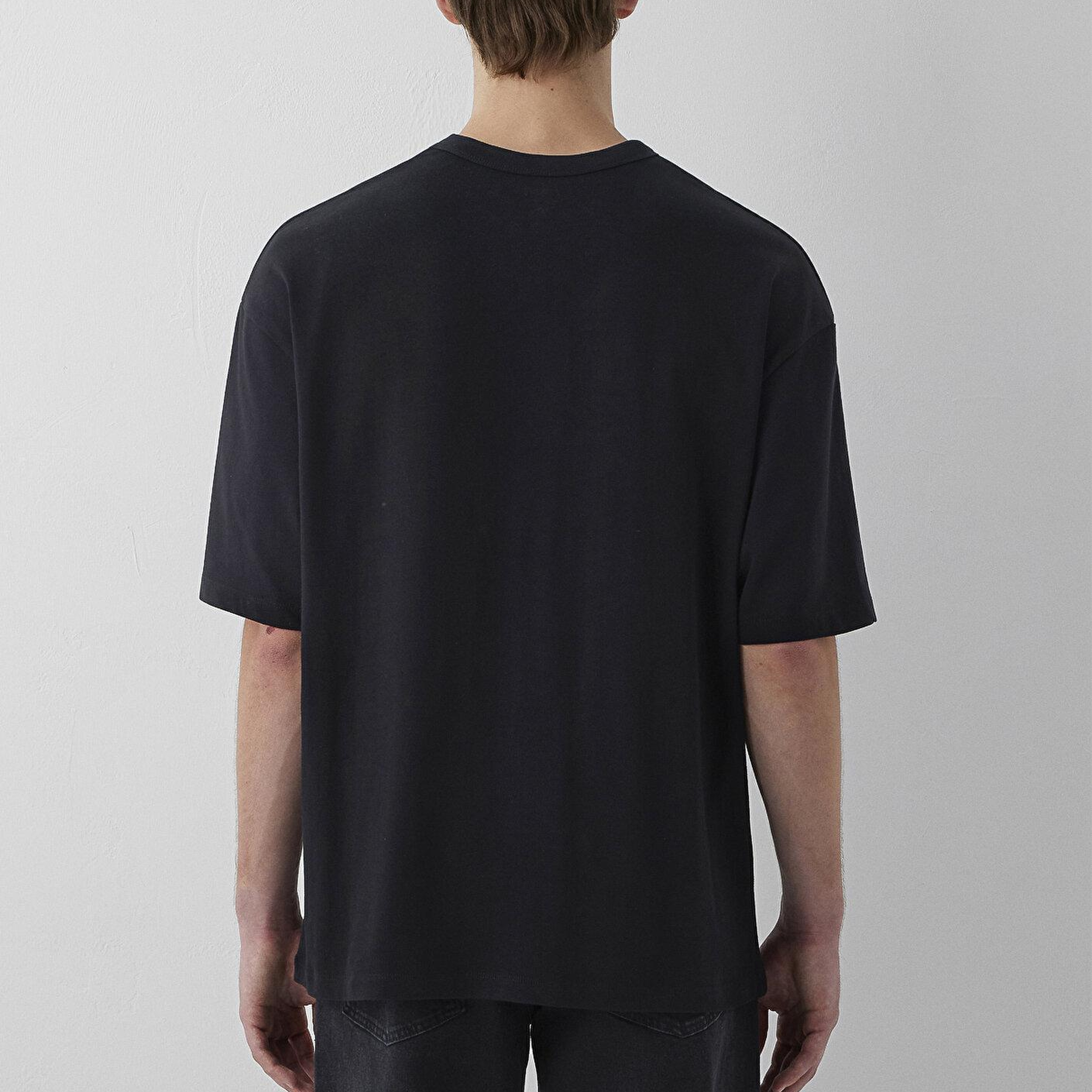 Mavi Siyah Basic Tişört Oversize / Geniş Kesim 0613492-900