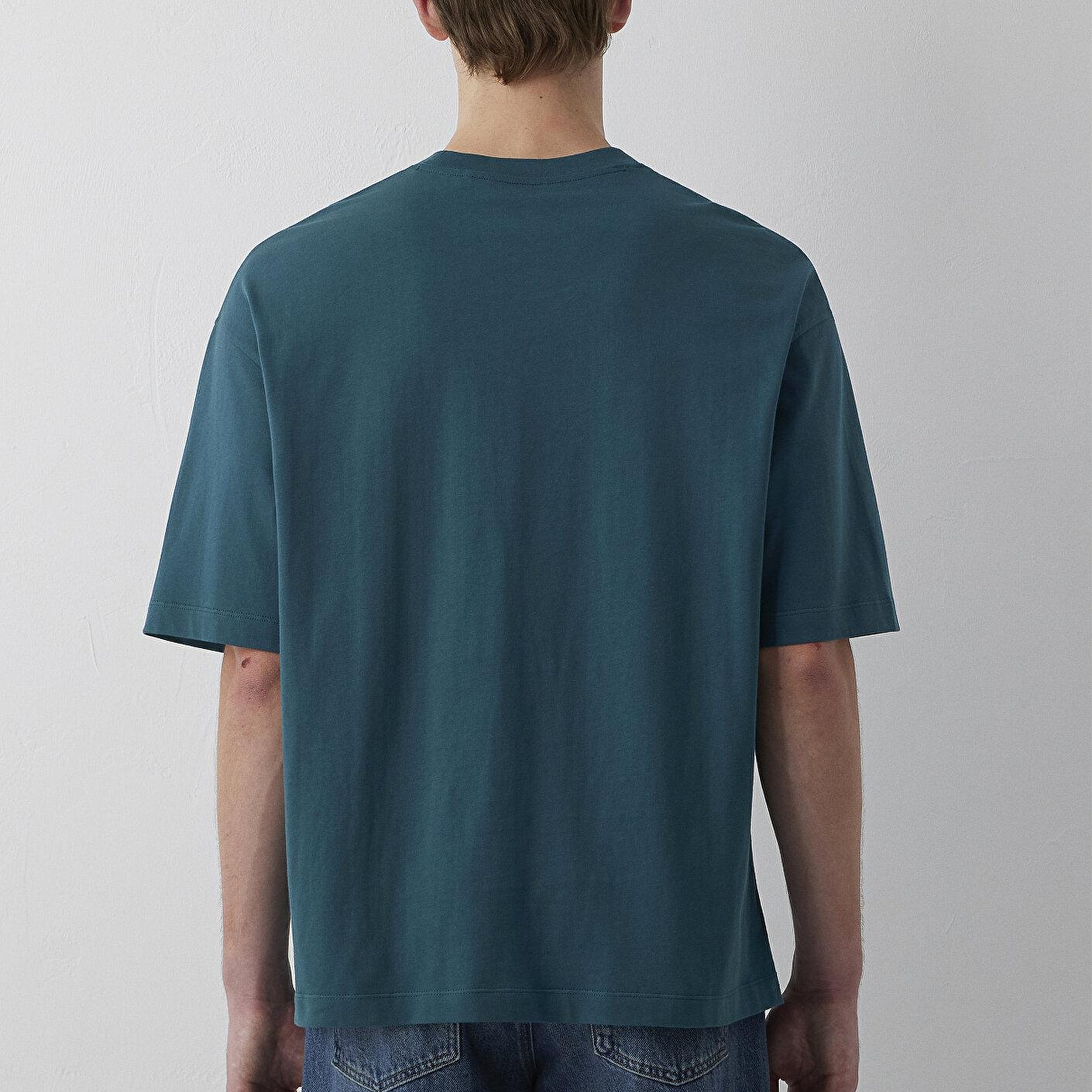 Mavi Lacivert Basic Tişört Oversize / Geniş Kesim 0613113-90366