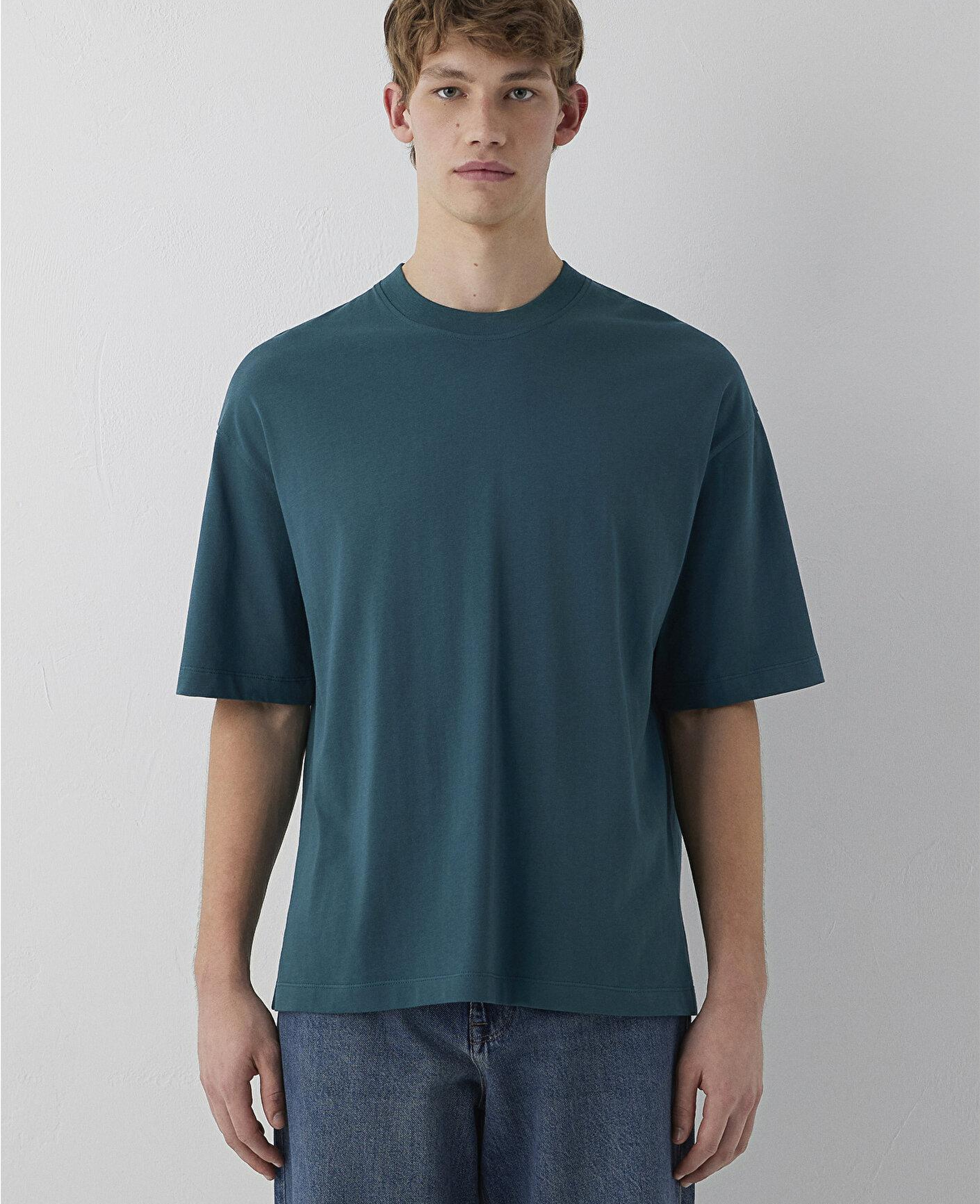 Mavi Lacivert Basic Tişört Oversize / Geniş Kesim 0613113-90366