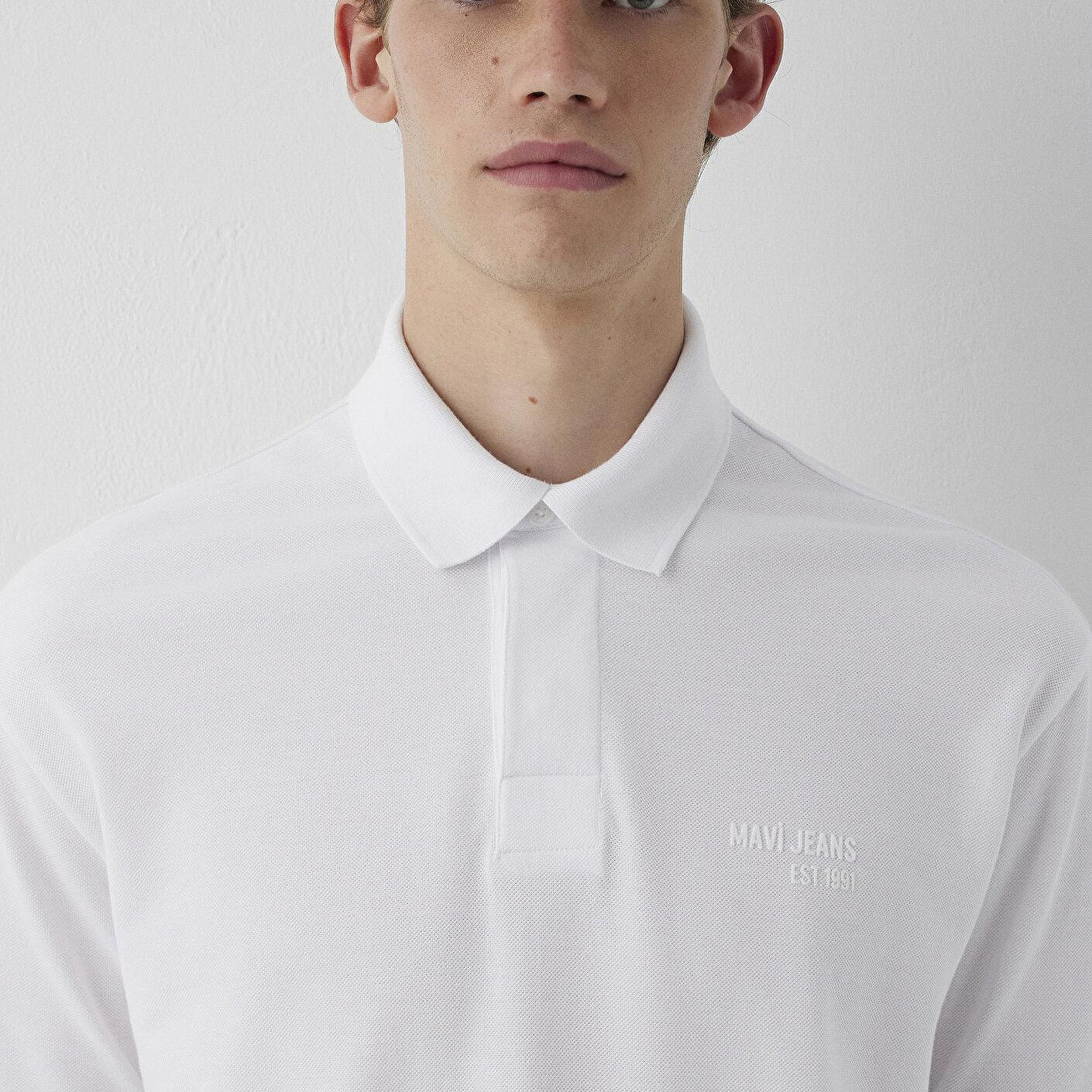Mavi Beyaz Polo Tişört Loose Fit / Bol Rahat Kesim 0613494-620