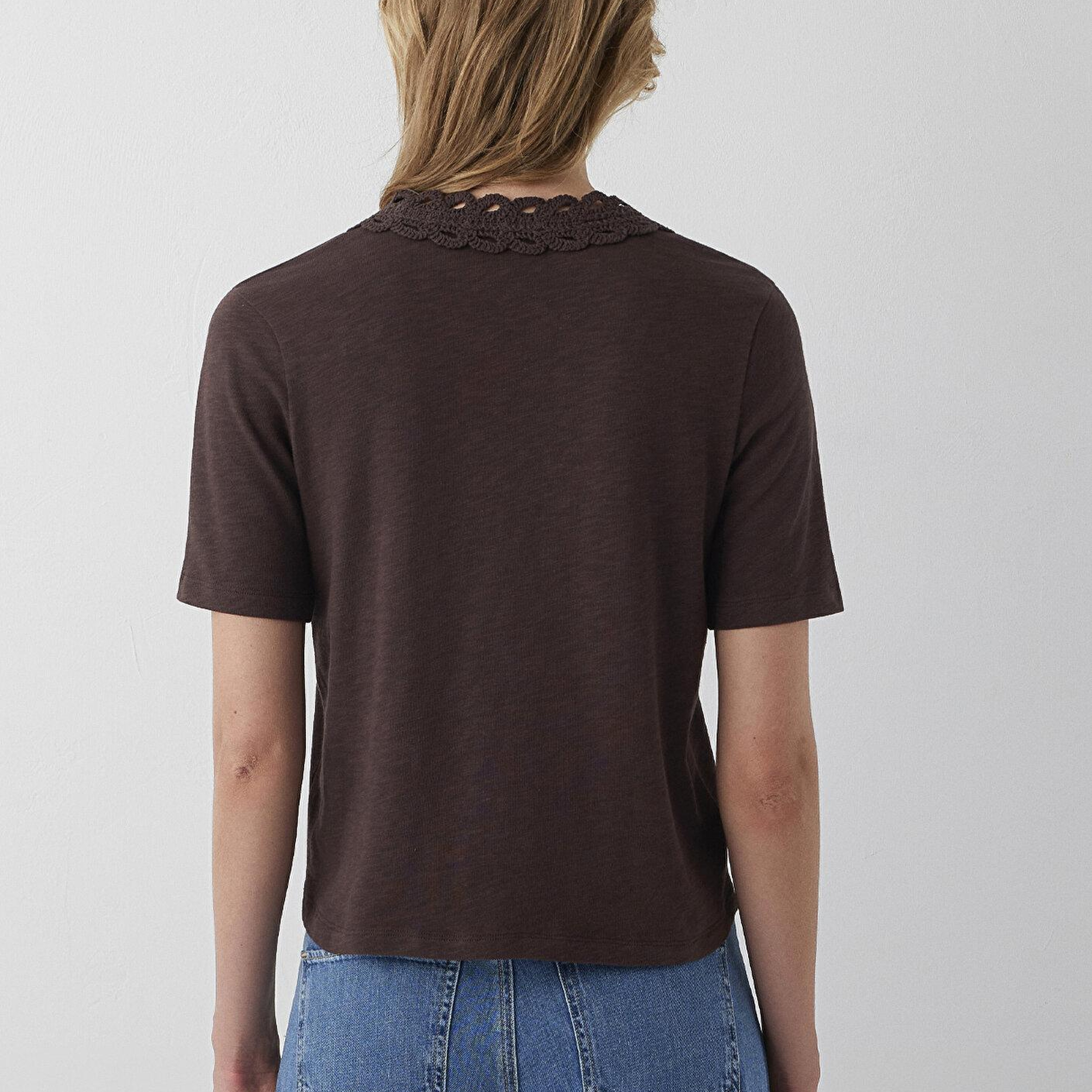 Mavi Kahverengi Tişört Semi Slim Fit / Yarı Dar Kesim 1614134-70236