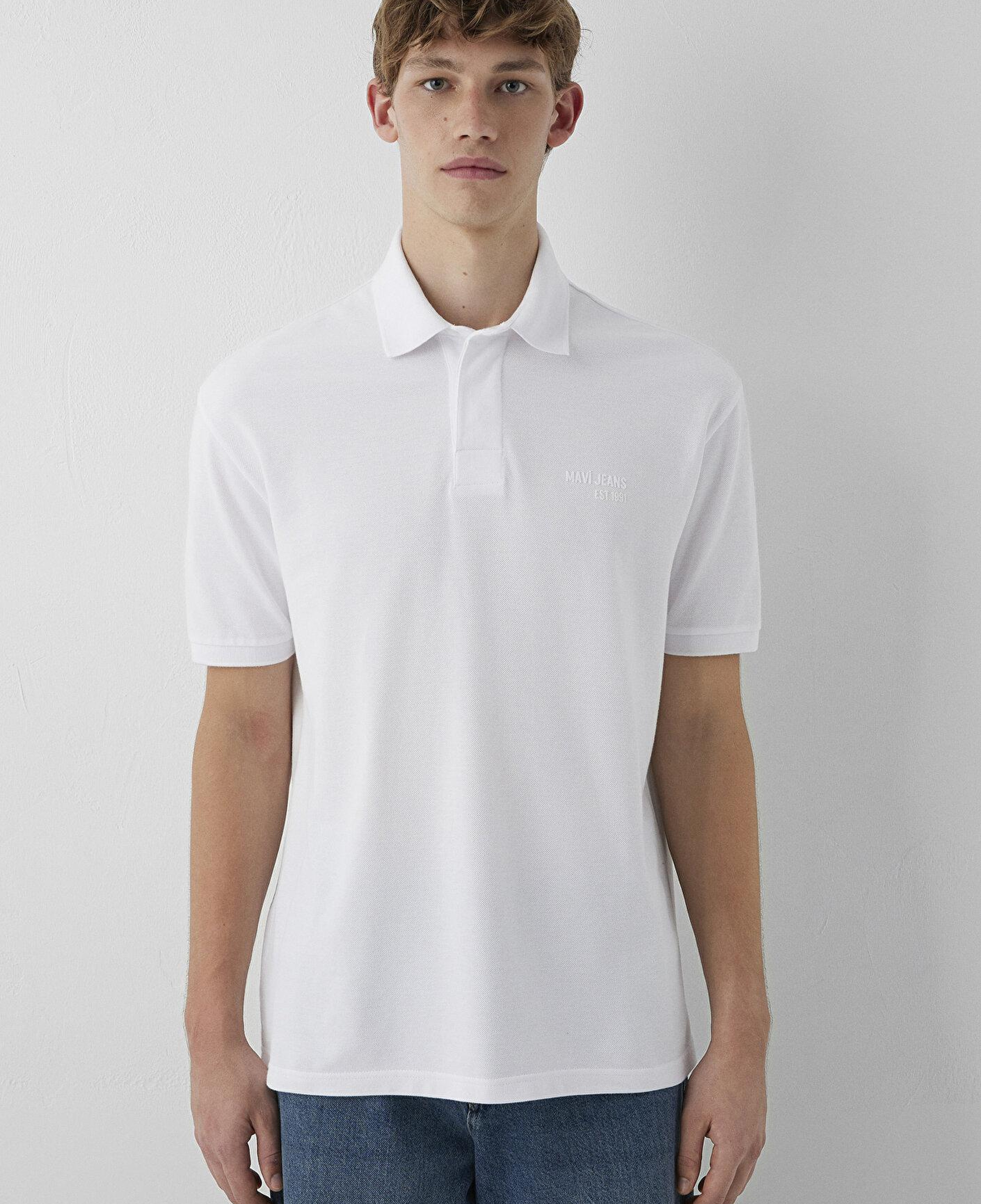 Mavi Beyaz Polo Tişört Loose Fit / Bol Rahat Kesim 0613494-620