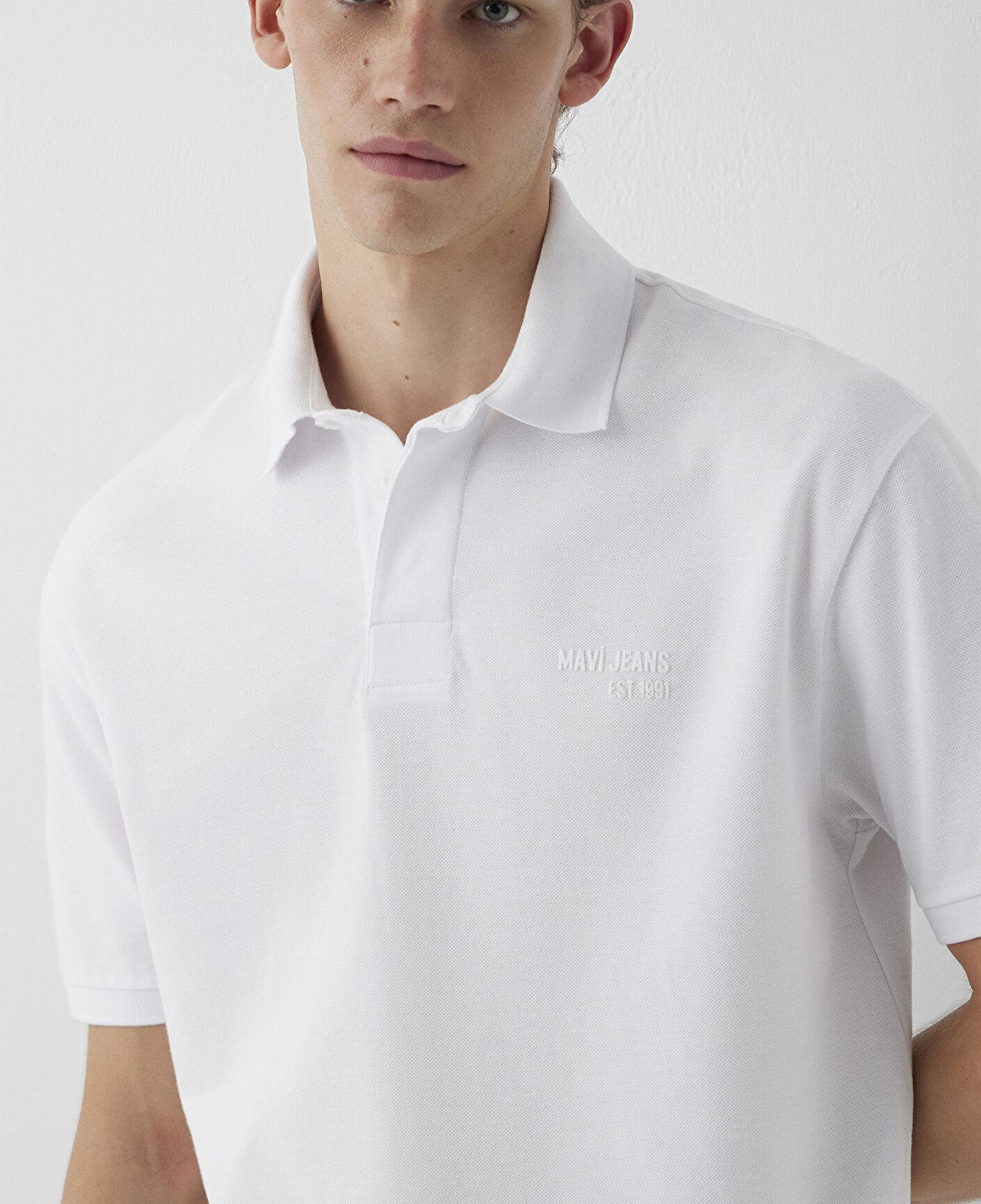 Mavi Beyaz Polo Tişört Loose Fit / Bol Rahat Kesim 0613494-620