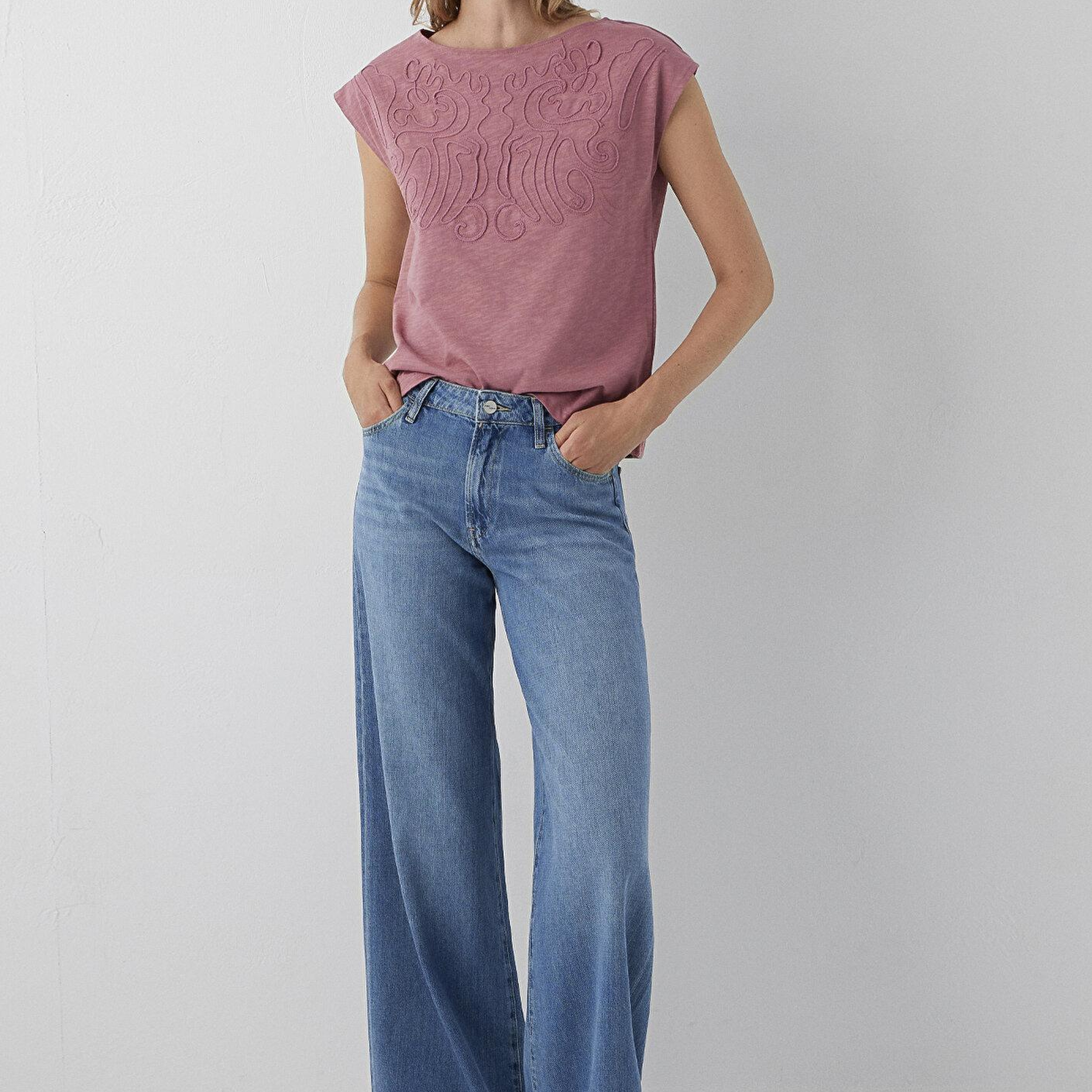Mavi Pembe Tişört Regular Fit / Normal Kesim 1614369-90485