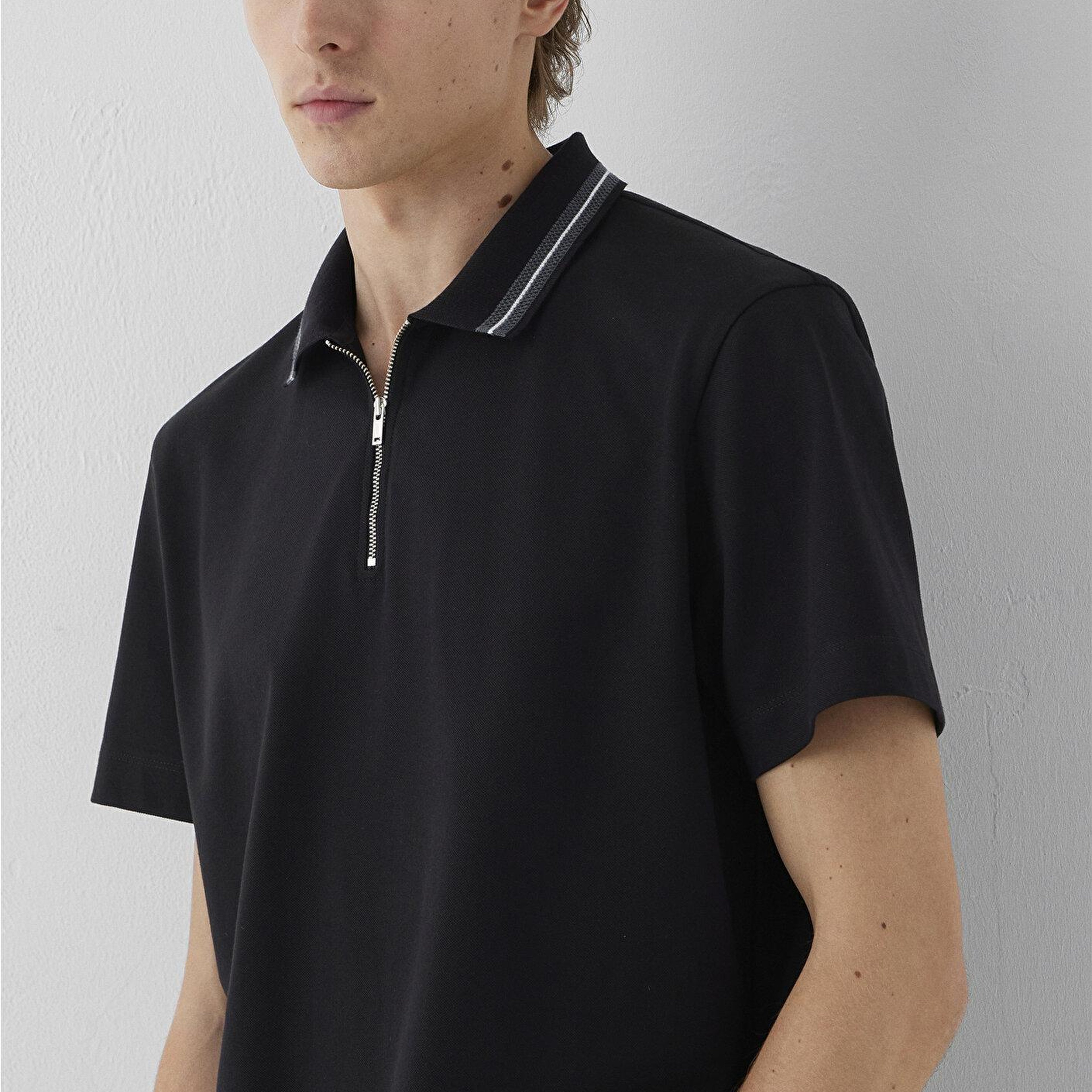 Mavi Yarı fermuarlı Siyah Polo Tişört Regular Fit / Normal Kesim 0613535-900