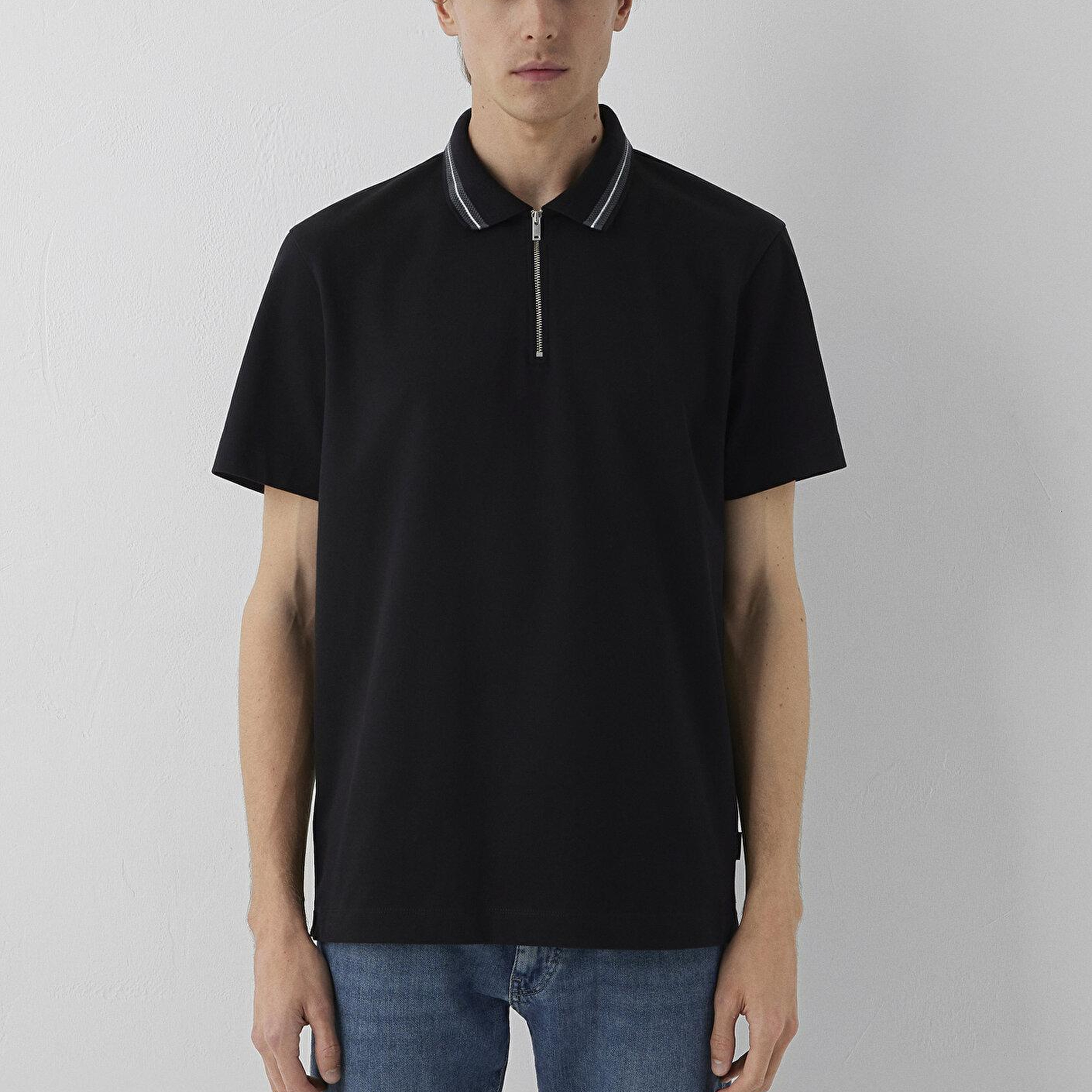 Mavi Yarı fermuarlı Siyah Polo Tişört Regular Fit / Normal Kesim 0613535-900