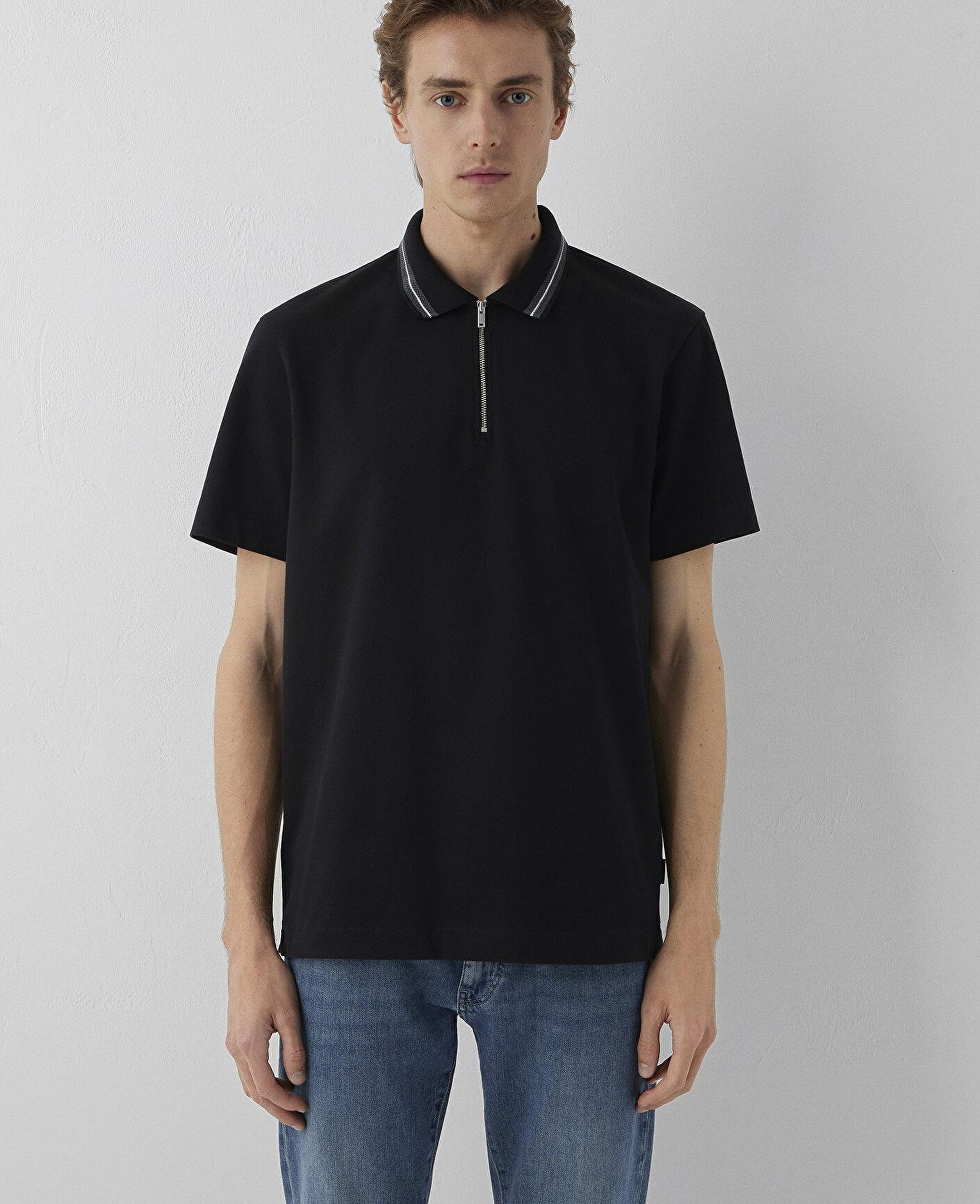 Mavi Yarı fermuarlı Siyah Polo Tişört Regular Fit / Normal Kesim 0613535-900