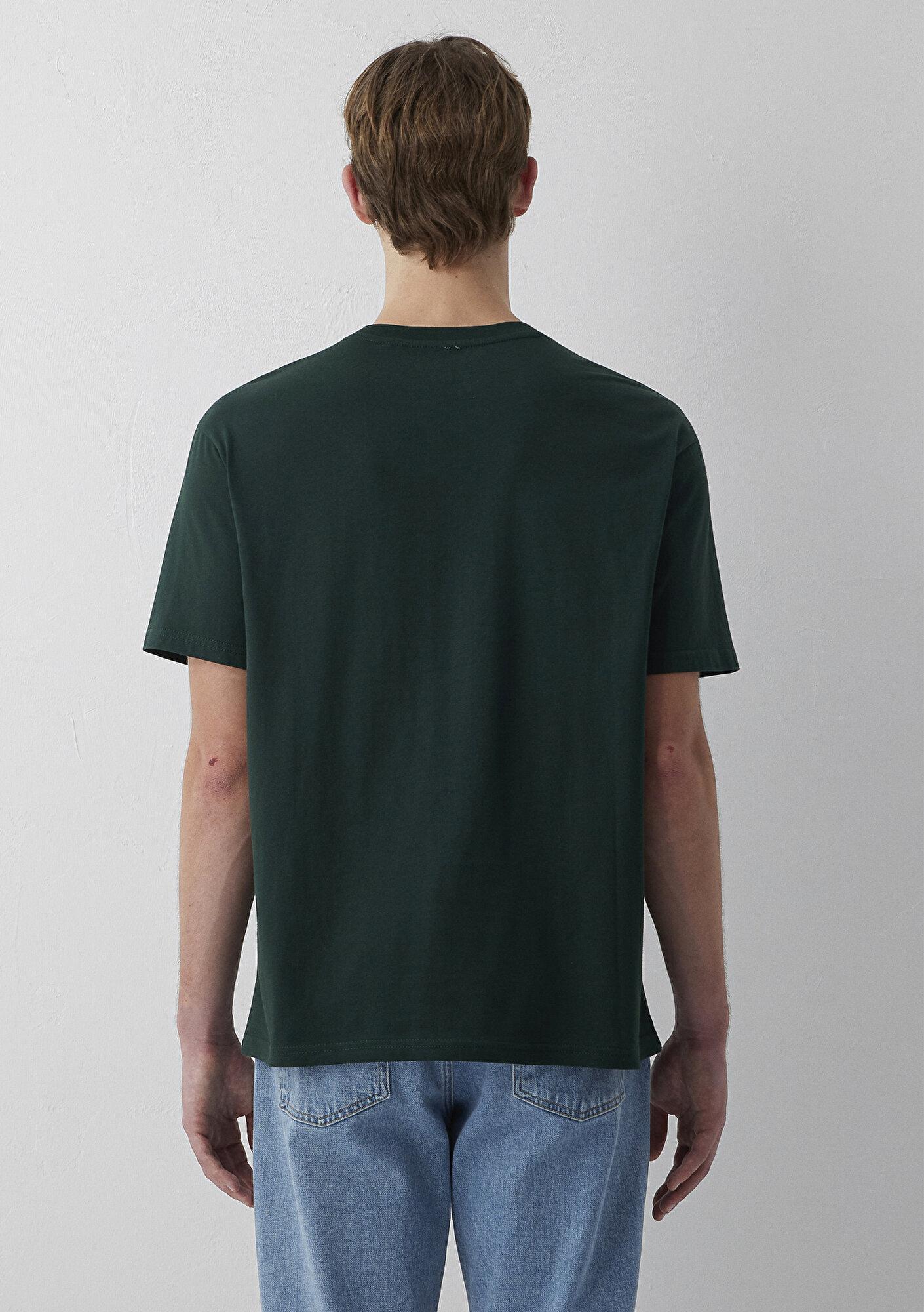 Mavi Mavi Logo İşlemeli Yeşil Basic Tişört Loose Fit / Bol Rahat Kesim 067074-85173