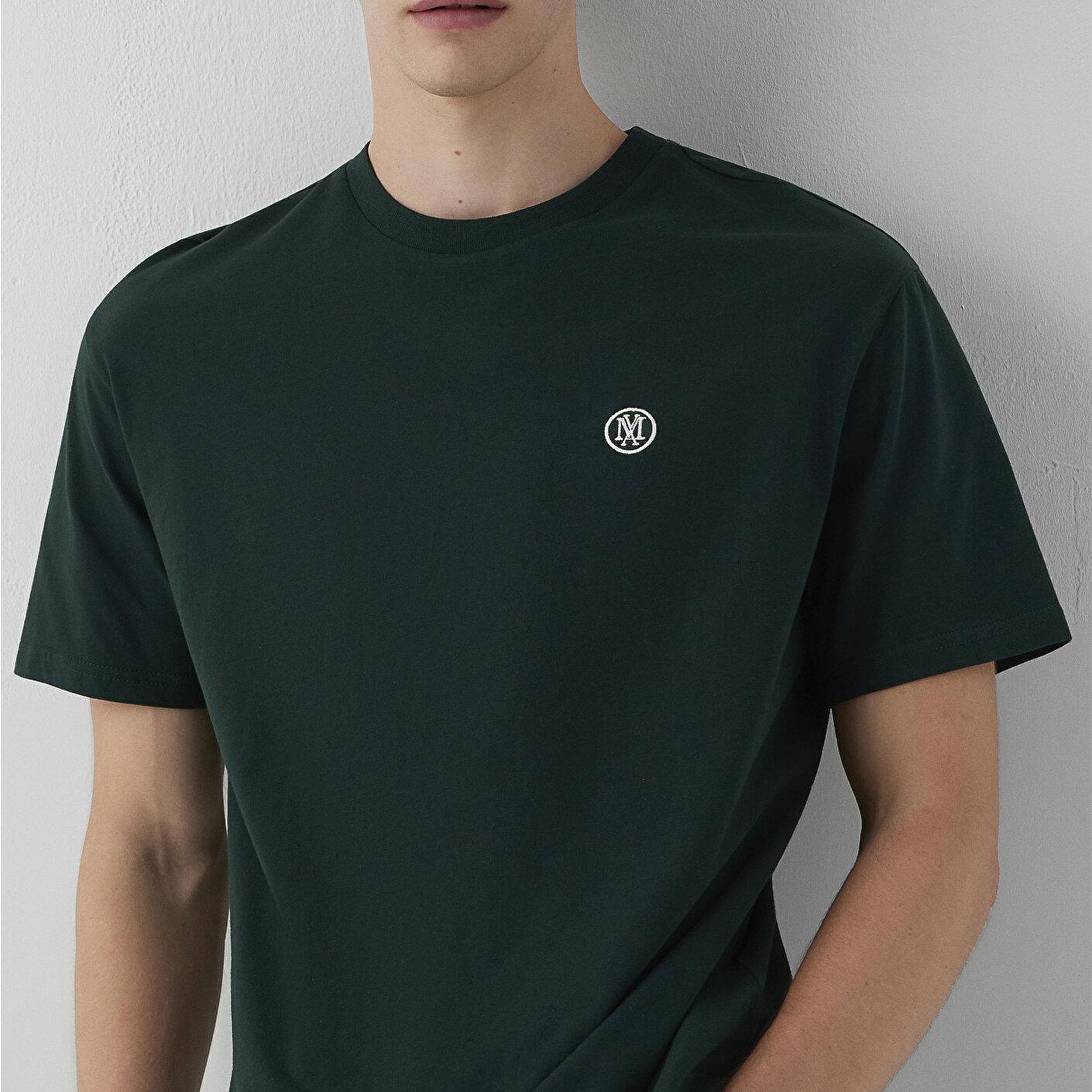 Mavi Mavi Logo İşlemeli Yeşil Basic Tişört Loose Fit / Bol Rahat Kesim 067074-85173