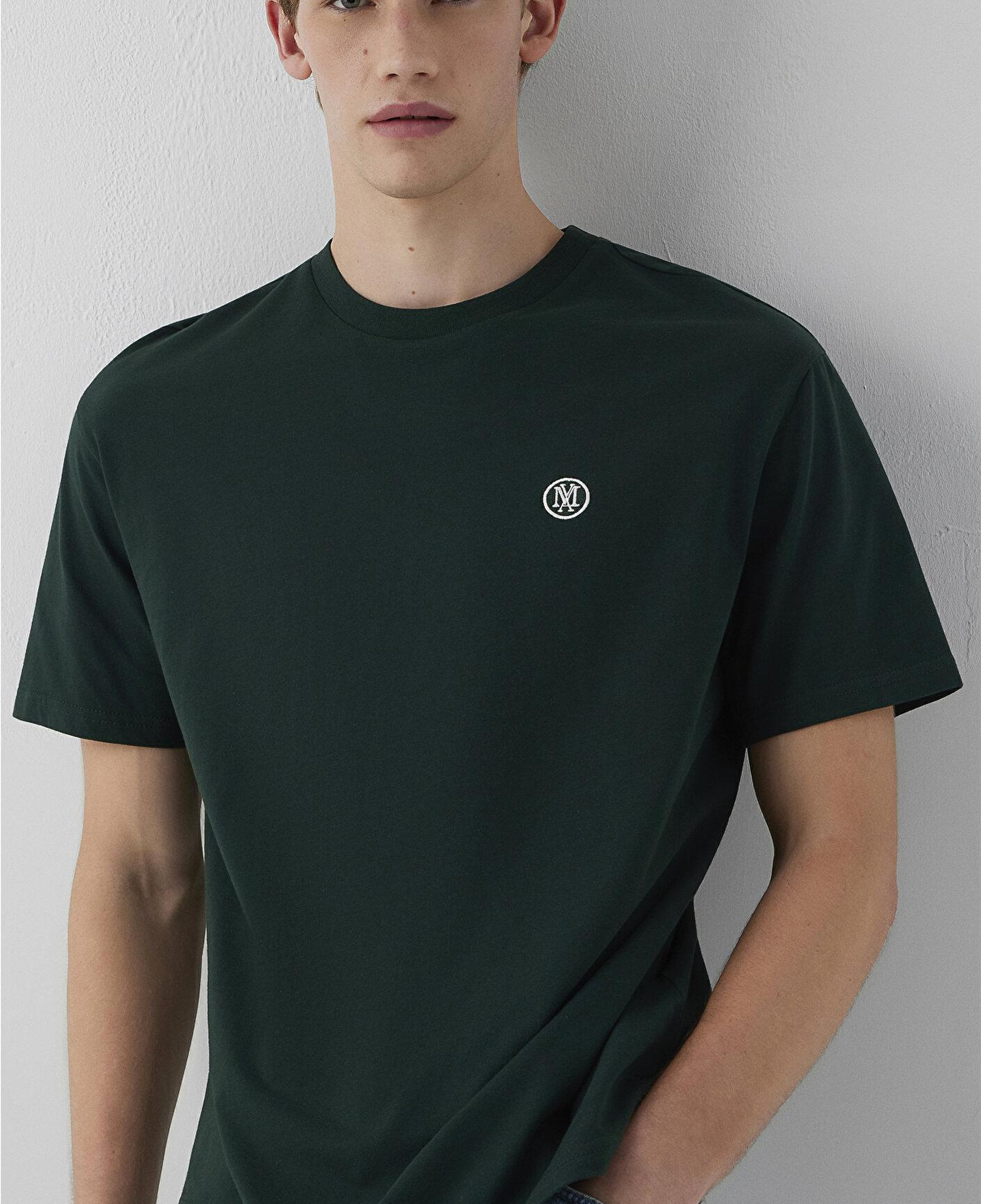 Mavi Mavi Logo İşlemeli Yeşil Basic Tişört Loose Fit / Bol Rahat Kesim 067074-85173