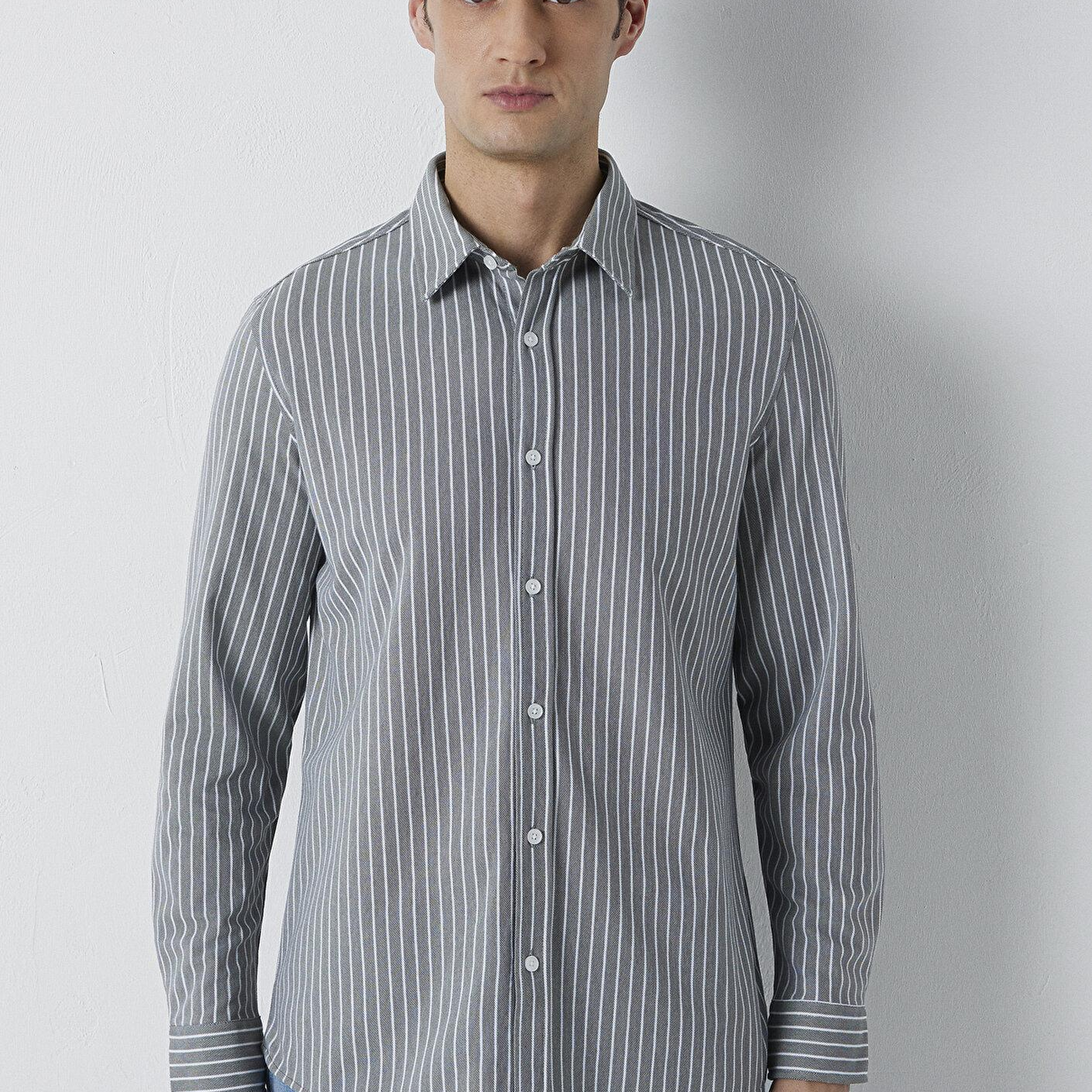 Mavi Çizgili Gömlek Slim Fit / Dar Kesim 0211404-91730