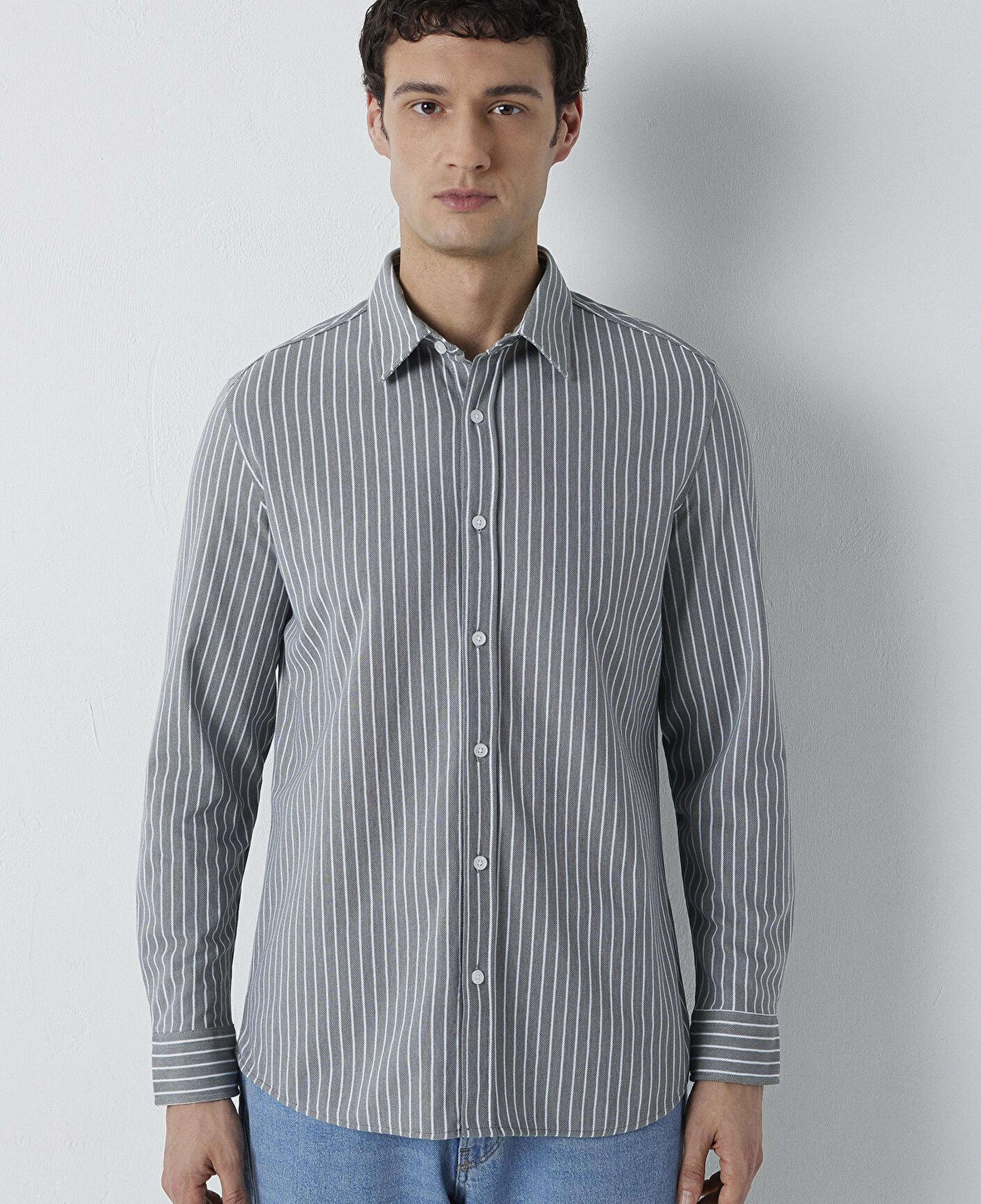 Mavi Çizgili Gömlek Slim Fit / Dar Kesim 0211404-91730