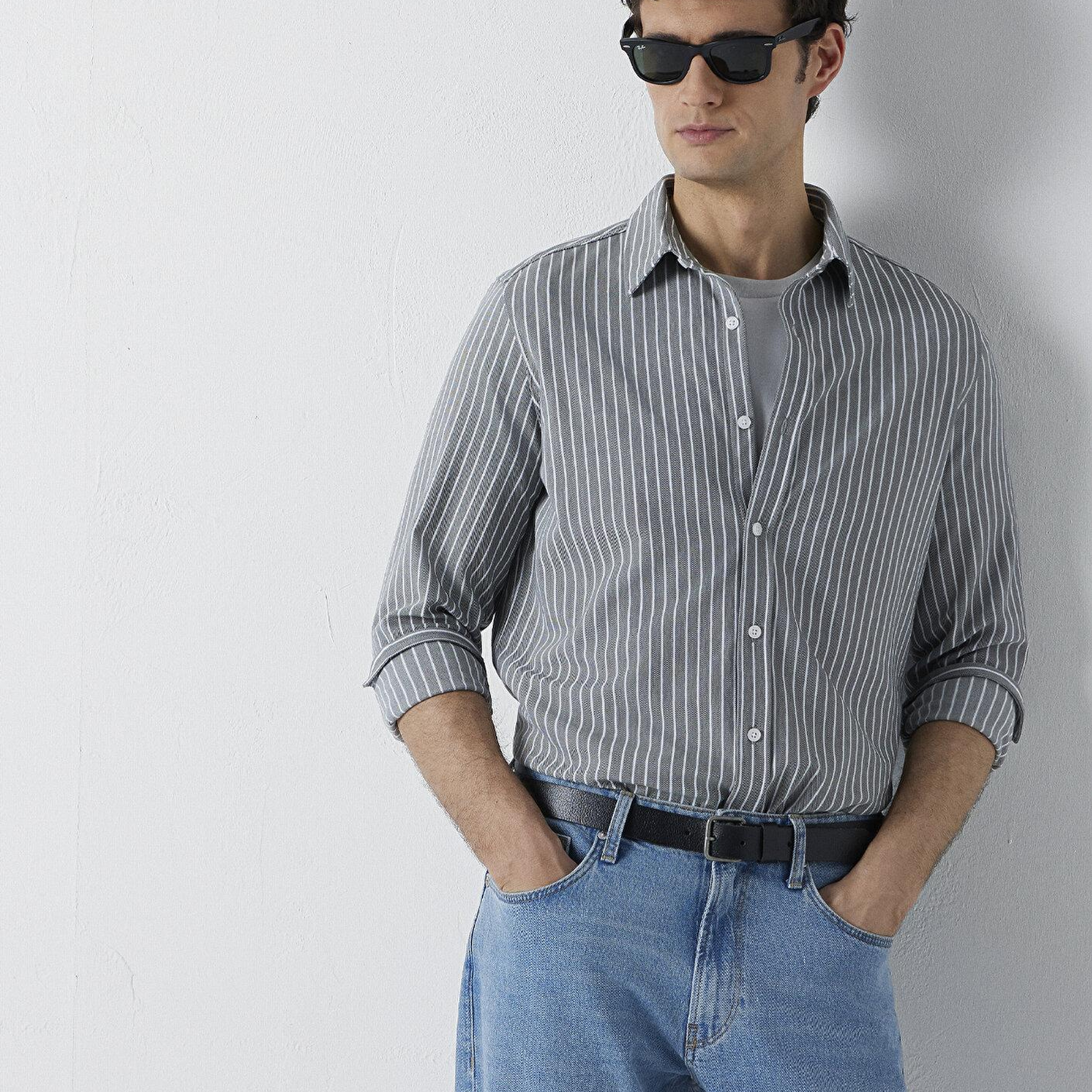 Mavi Çizgili Gömlek Slim Fit / Dar Kesim 0211404-91730