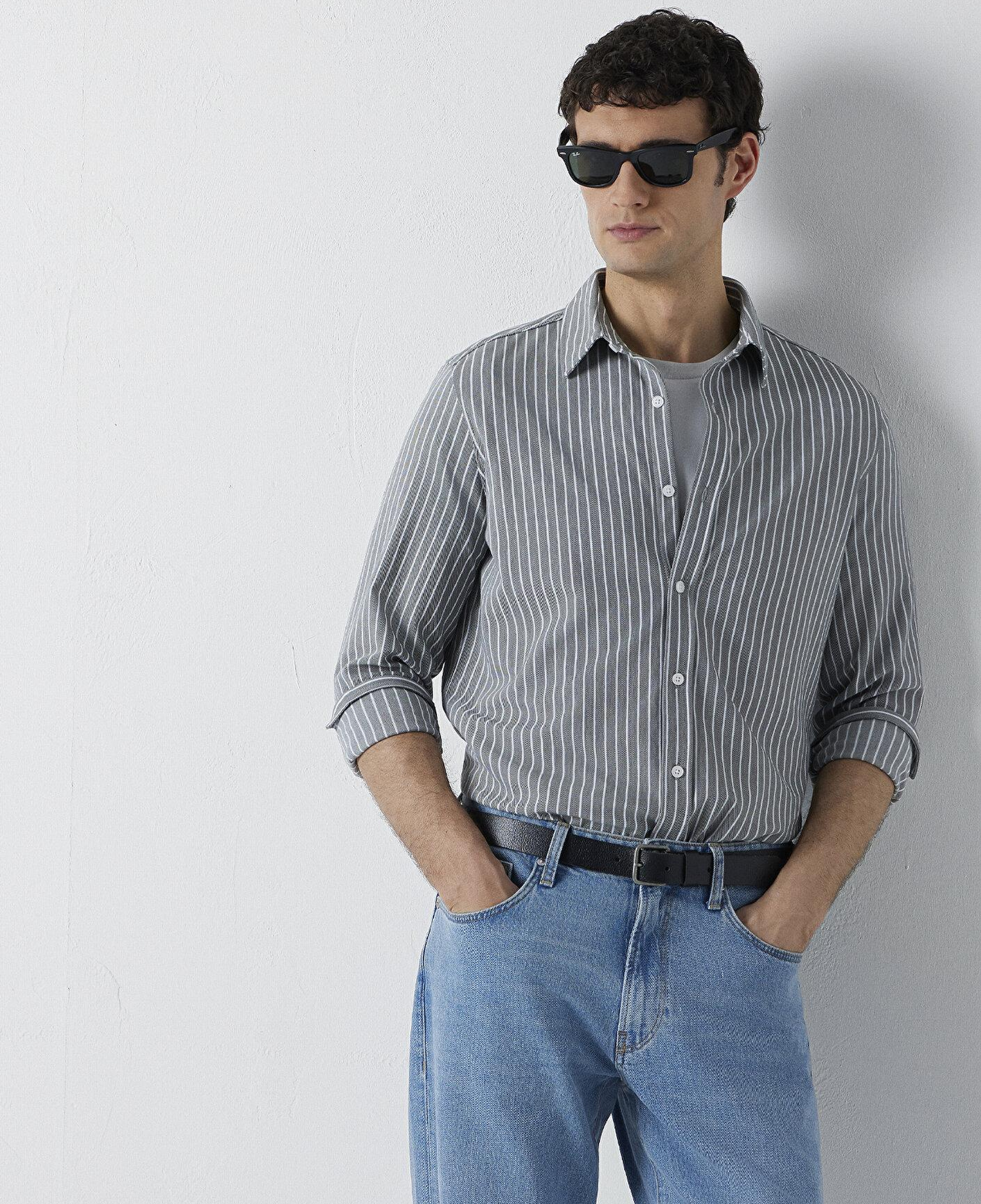 Mavi Çizgili Gömlek Slim Fit / Dar Kesim 0211404-91730