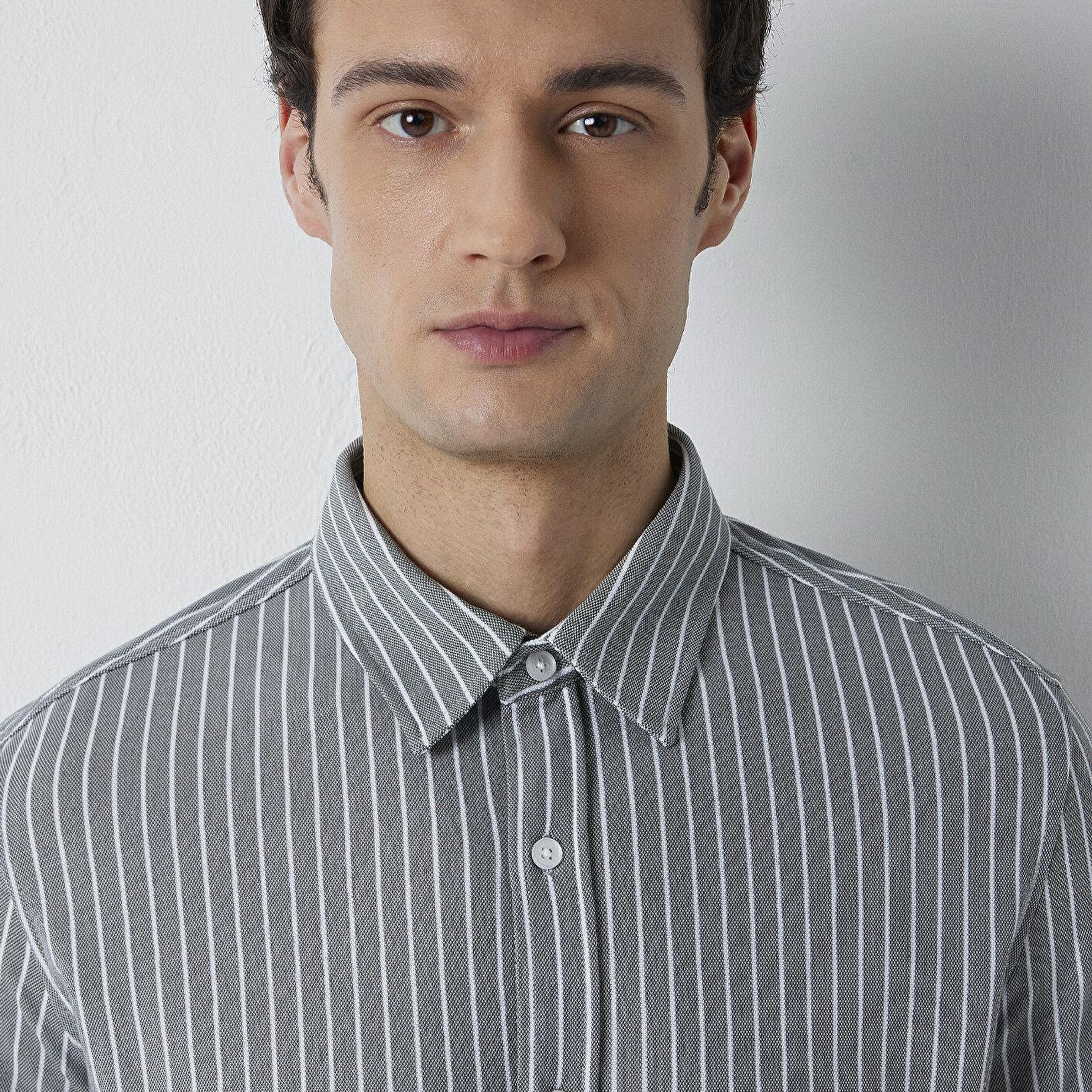 Mavi Çizgili Gömlek Slim Fit / Dar Kesim 0211404-91730