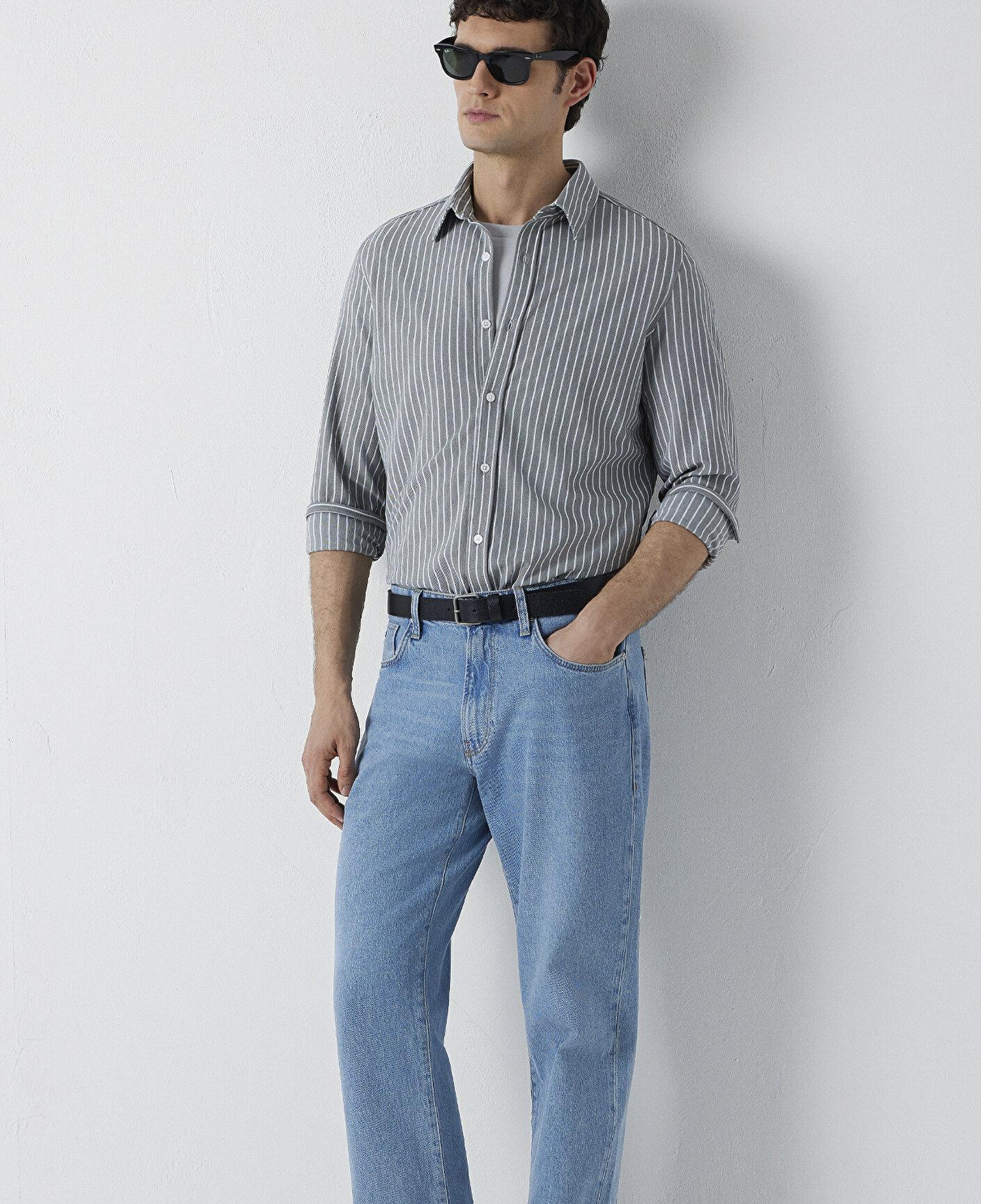 Mavi Çizgili Gömlek Slim Fit / Dar Kesim 0211404-91730