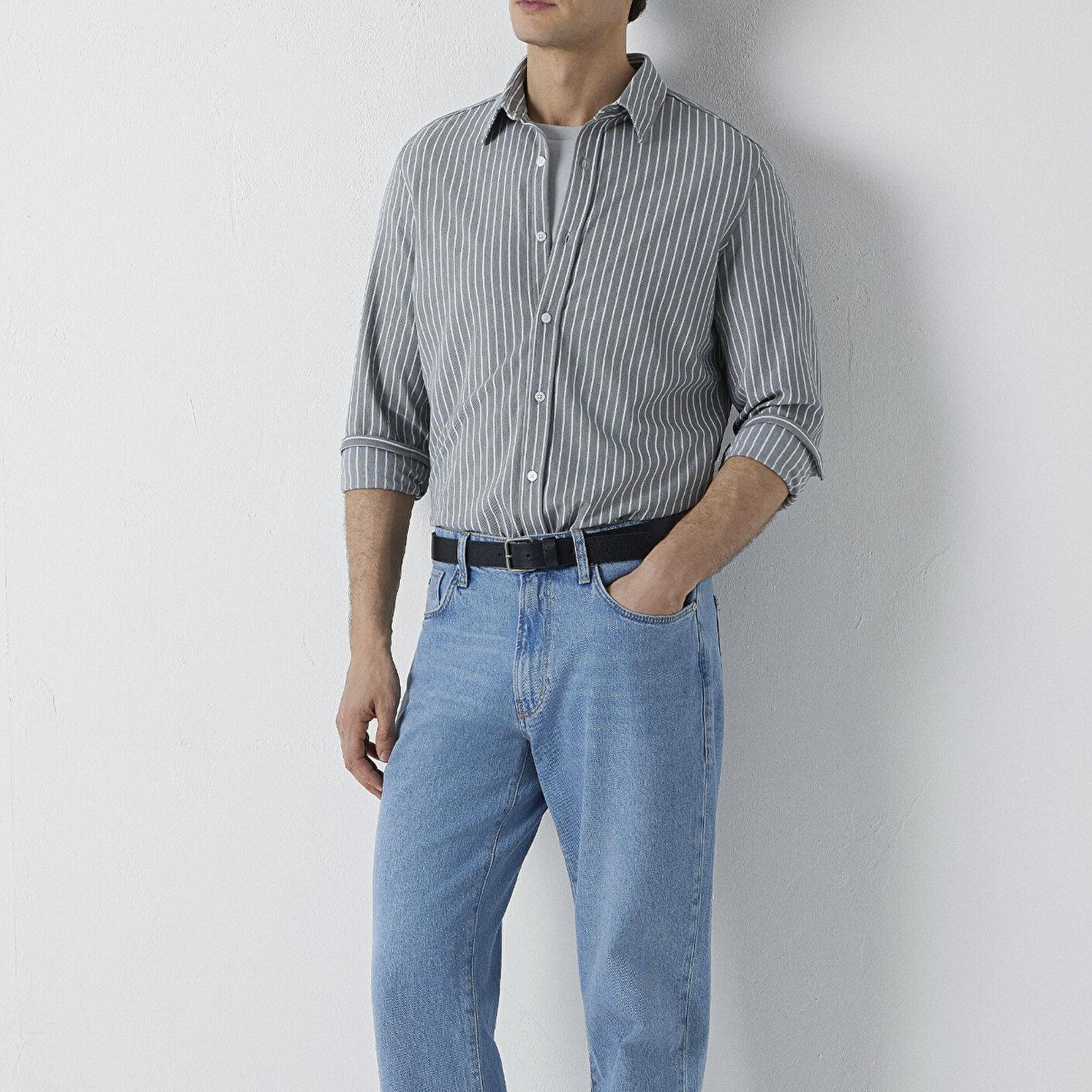 Mavi Çizgili Gömlek Slim Fit / Dar Kesim 0211404-91730