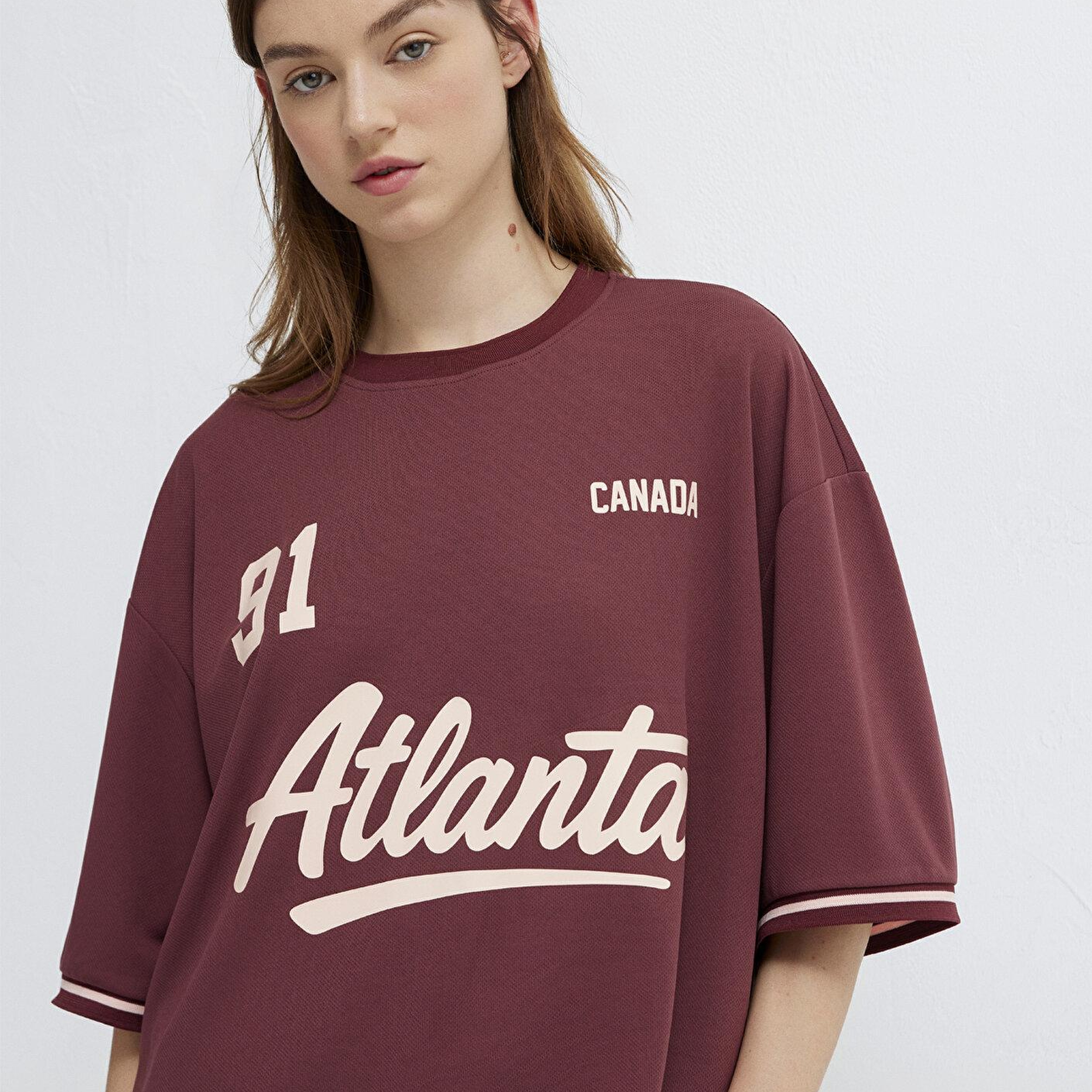 Mavi Atlanta Baskılı Bordo Forma Oversize / Geniş Kesim 1614375-85633