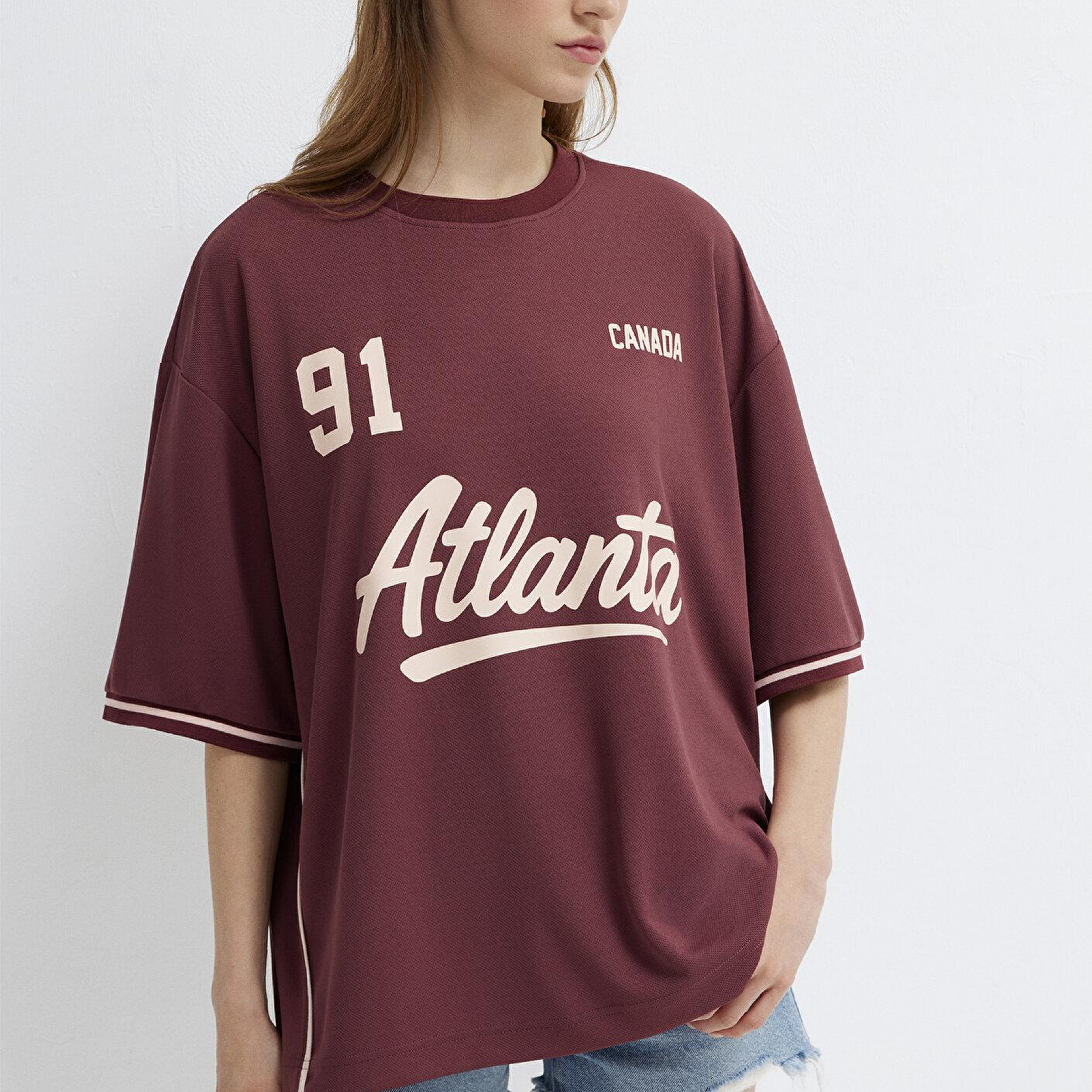 Mavi Atlanta Baskılı Bordo Forma Oversize / Geniş Kesim 1614375-85633
