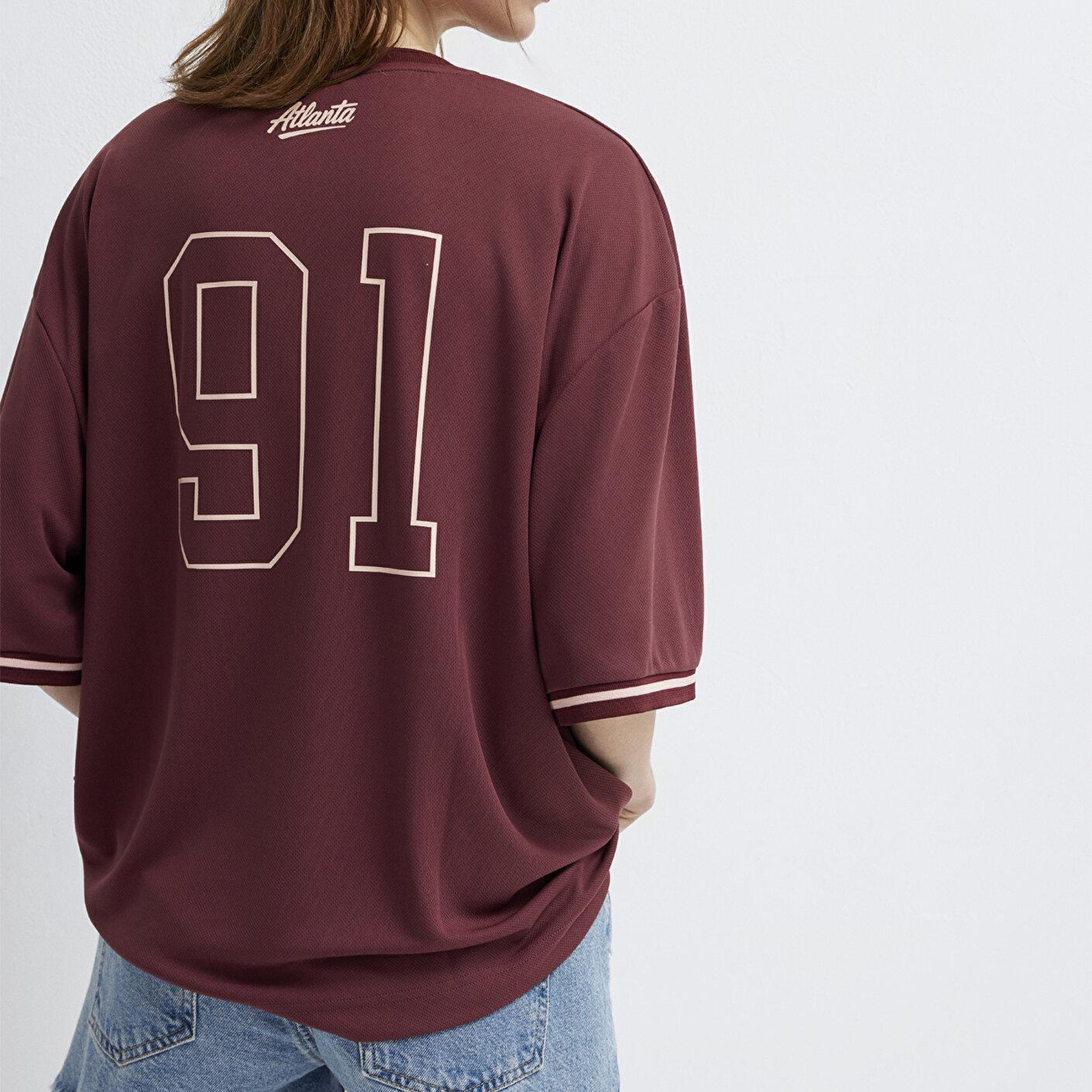 Mavi Atlanta Baskılı Bordo Forma Oversize / Geniş Kesim 1614375-85633