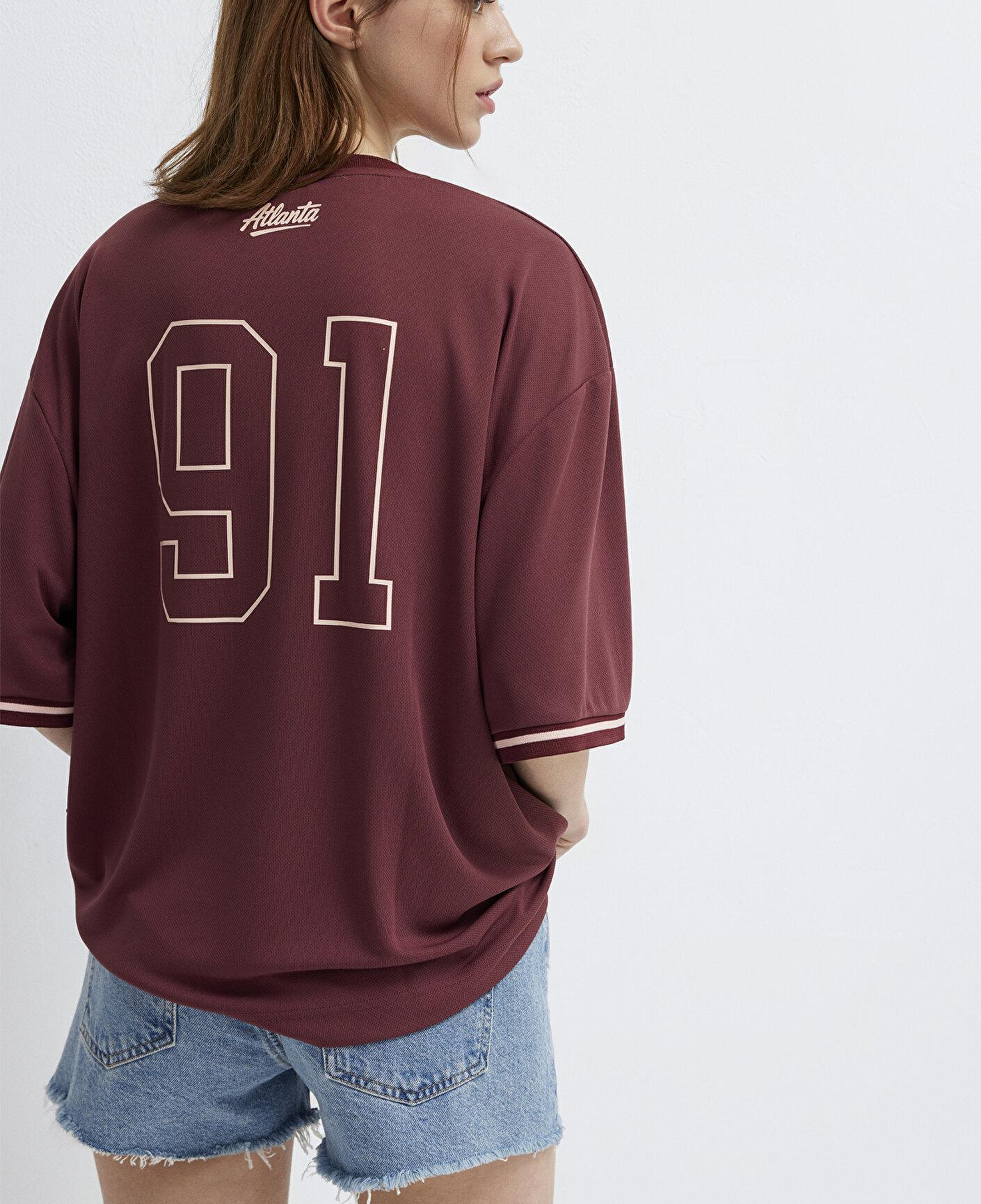 Mavi Atlanta Baskılı Bordo Forma Oversize / Geniş Kesim 1614375-85633