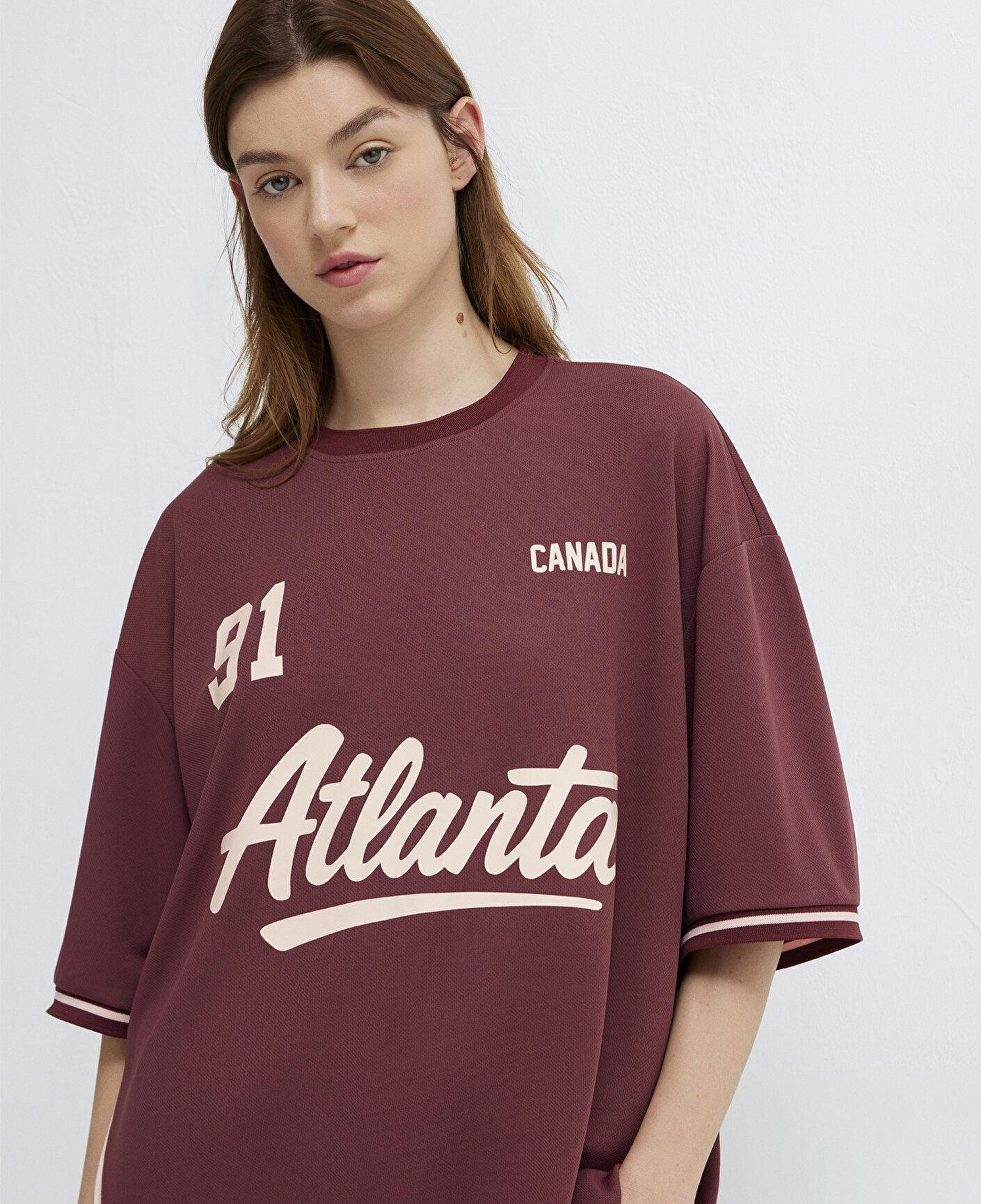 Mavi Atlanta Baskılı Bordo Forma Oversize / Geniş Kesim 1614375-85633