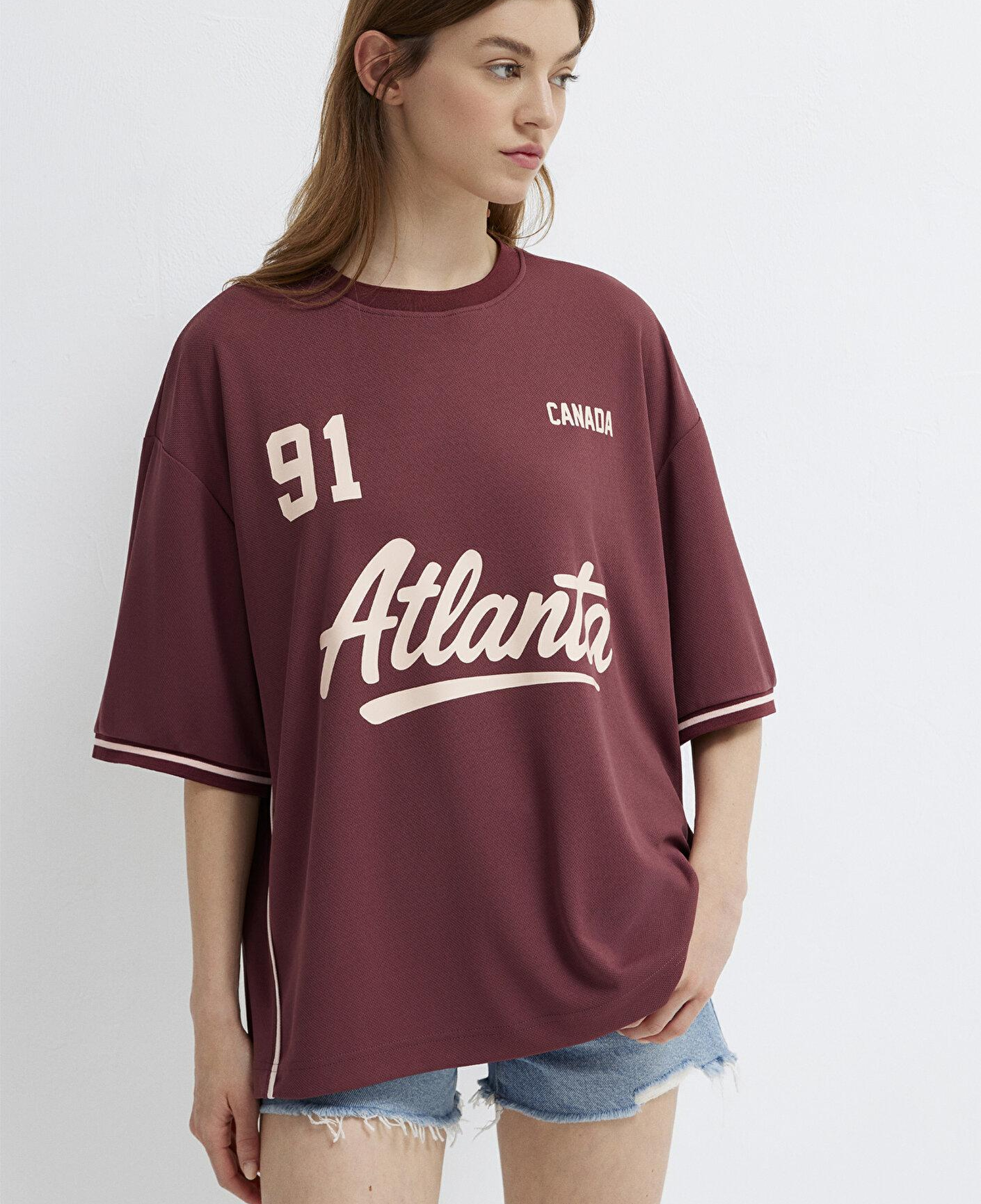 Mavi Atlanta Baskılı Bordo Forma Oversize / Geniş Kesim 1614375-85633