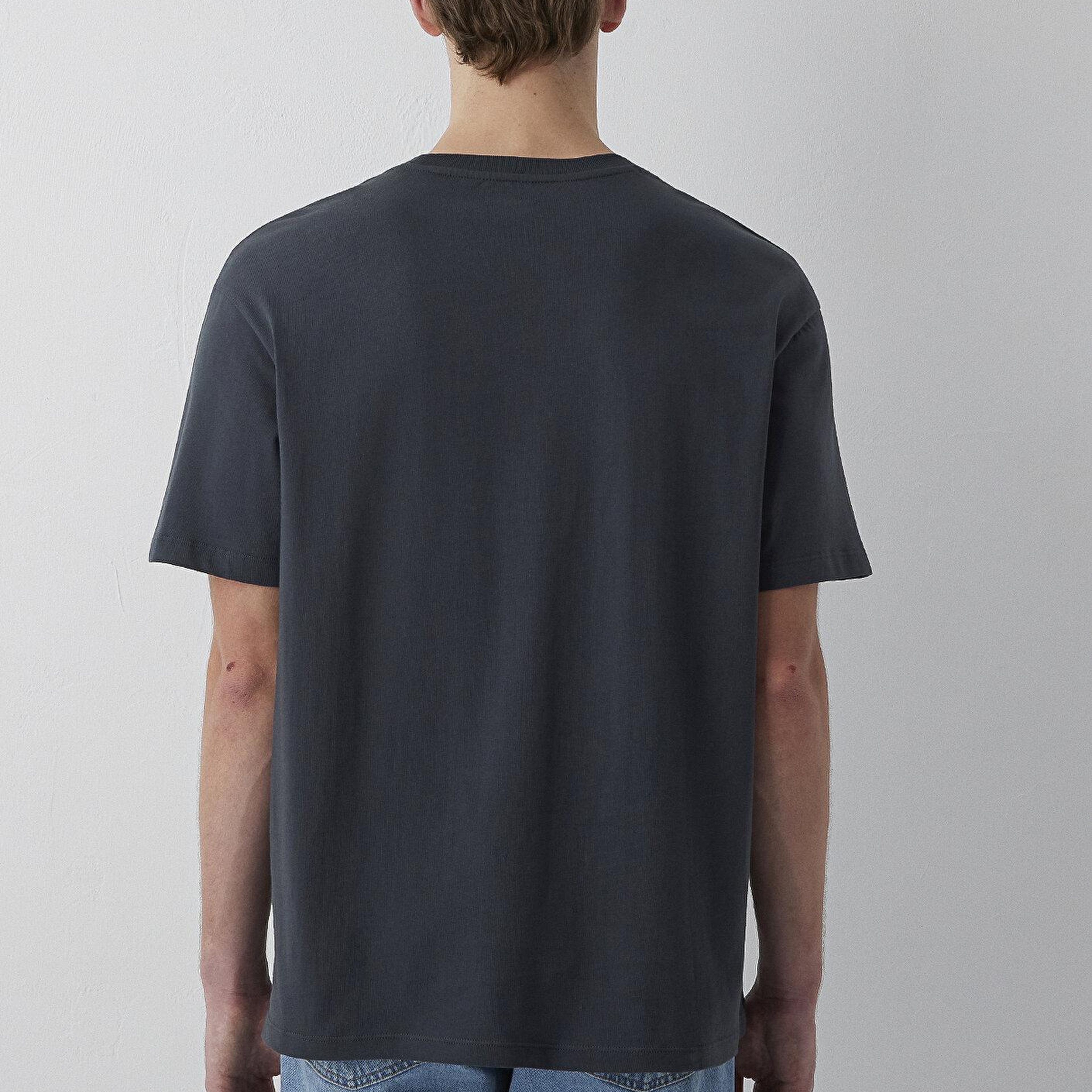 Mavi Antrasit Basic Tişört Loose Fit / Bol Rahat Kesim 066249-91268