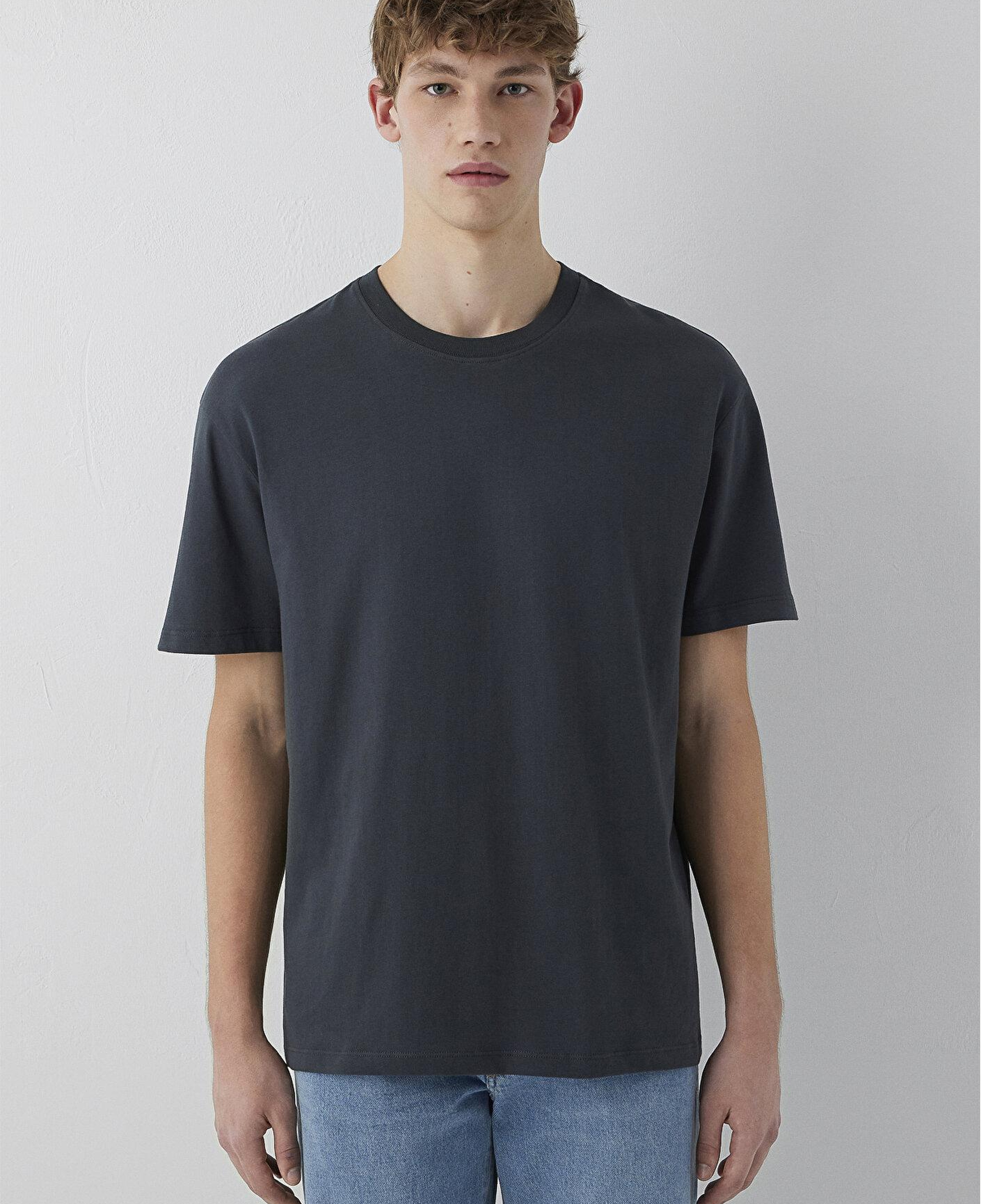 Mavi Antrasit Basic Tişört Loose Fit / Bol Rahat Kesim 066249-91268