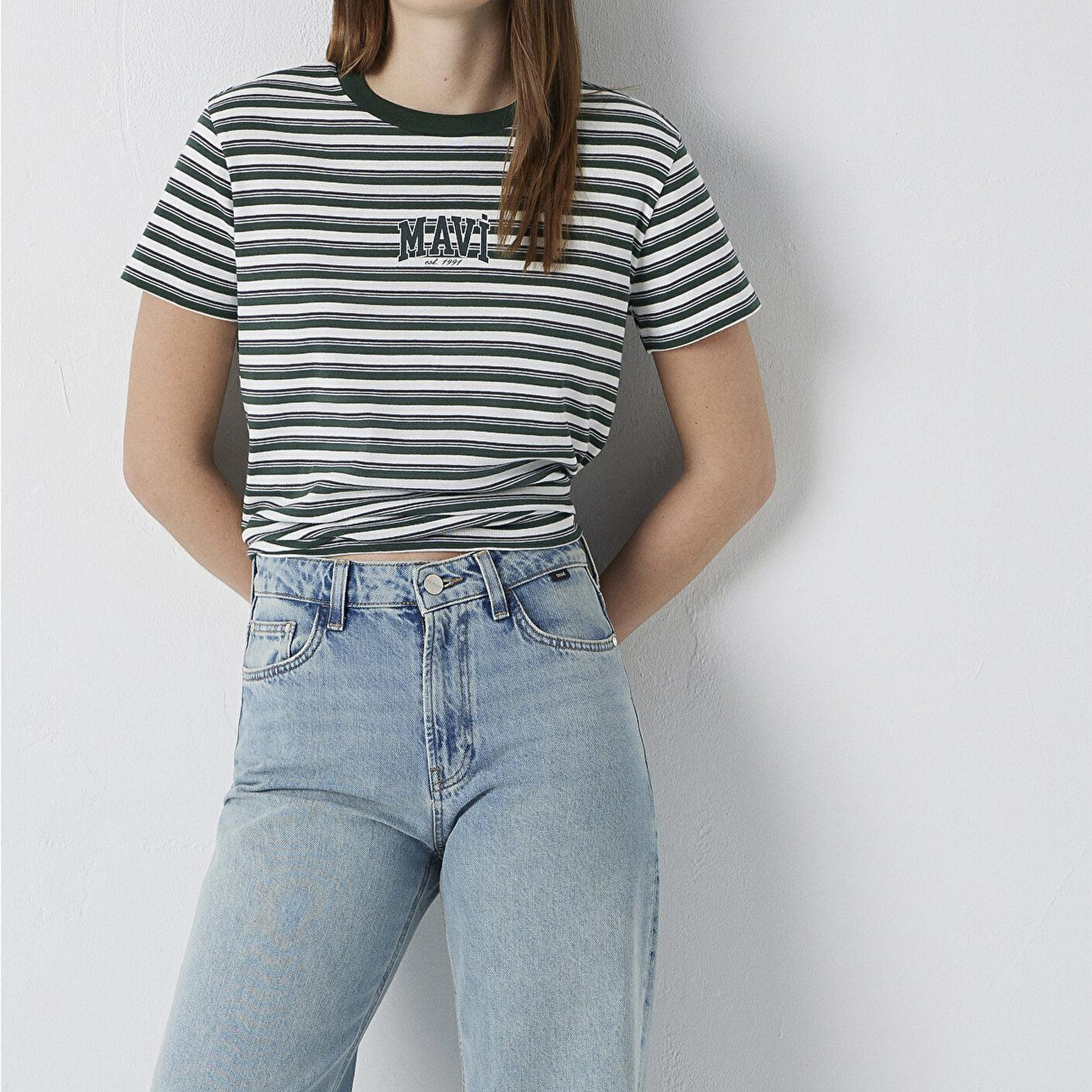 Mavi Mavi Logo Baskılı Yeşil Tişört Regular Fit / Normal Kesim 1614397-91642