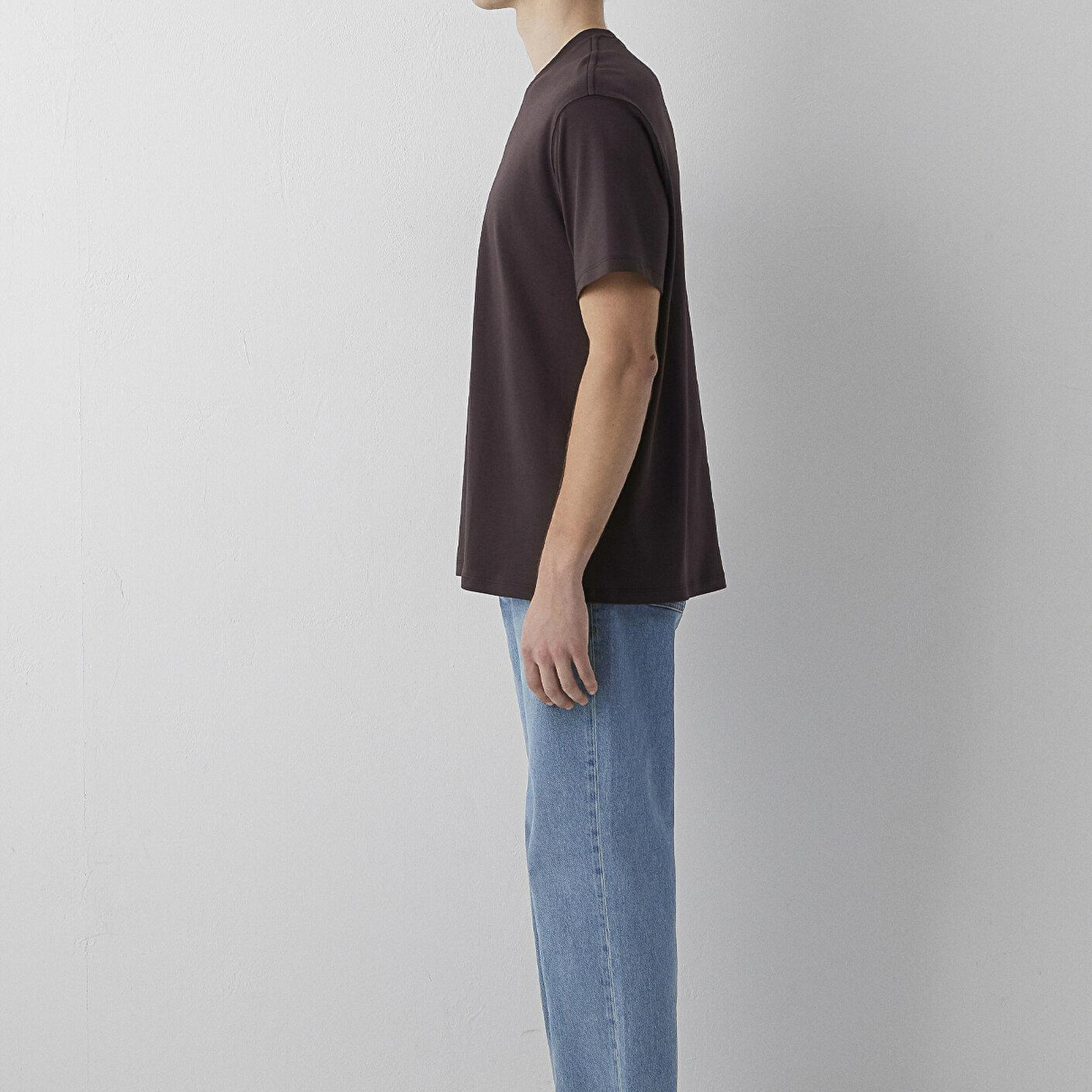 Mavi Mavi Logo Kahverengi Basic İnterlok Tişört Loose Fit / Bol Rahat Kesim 0613102-88083