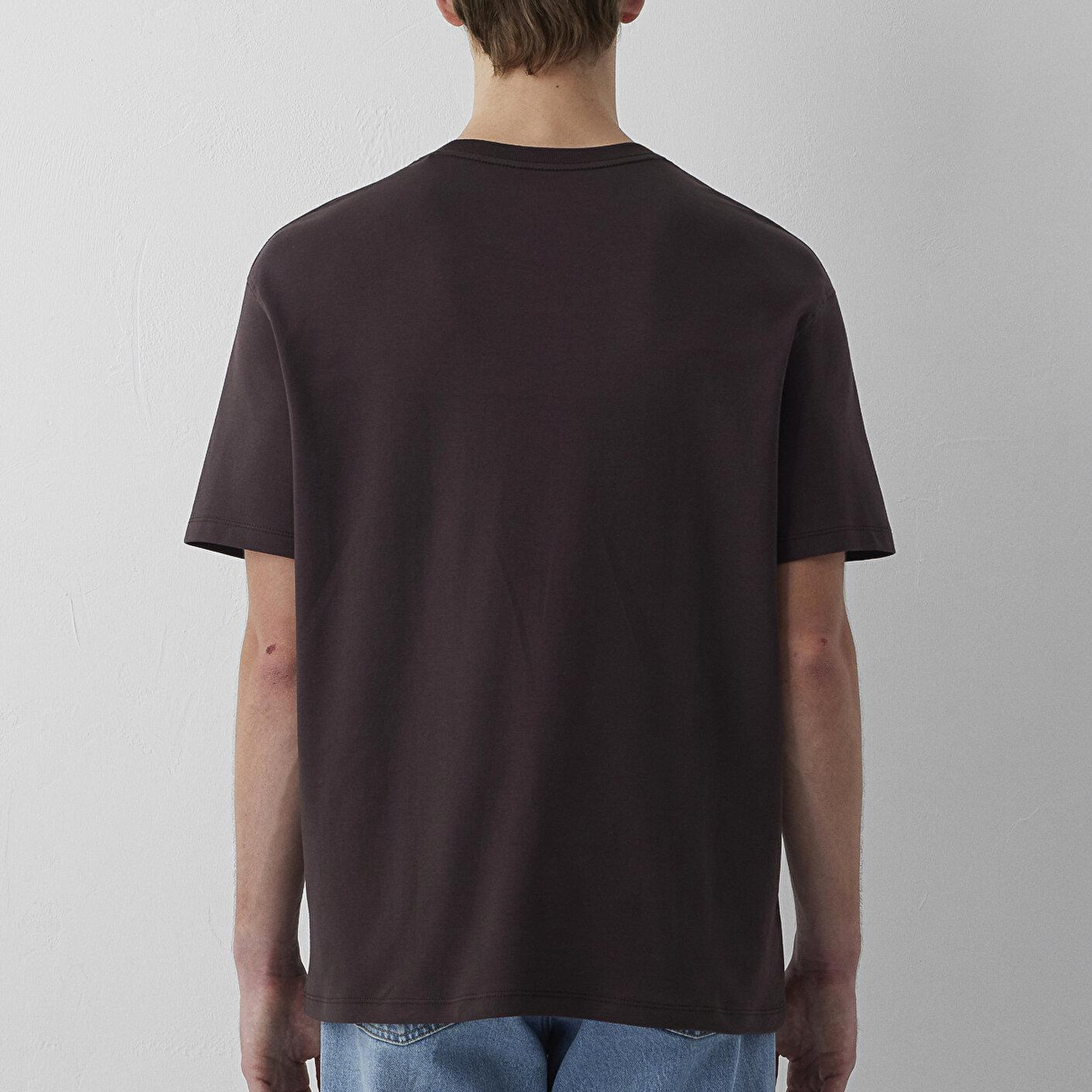 Mavi Mavi Logo Kahverengi Basic İnterlok Tişört Loose Fit / Bol Rahat Kesim 0613102-88083