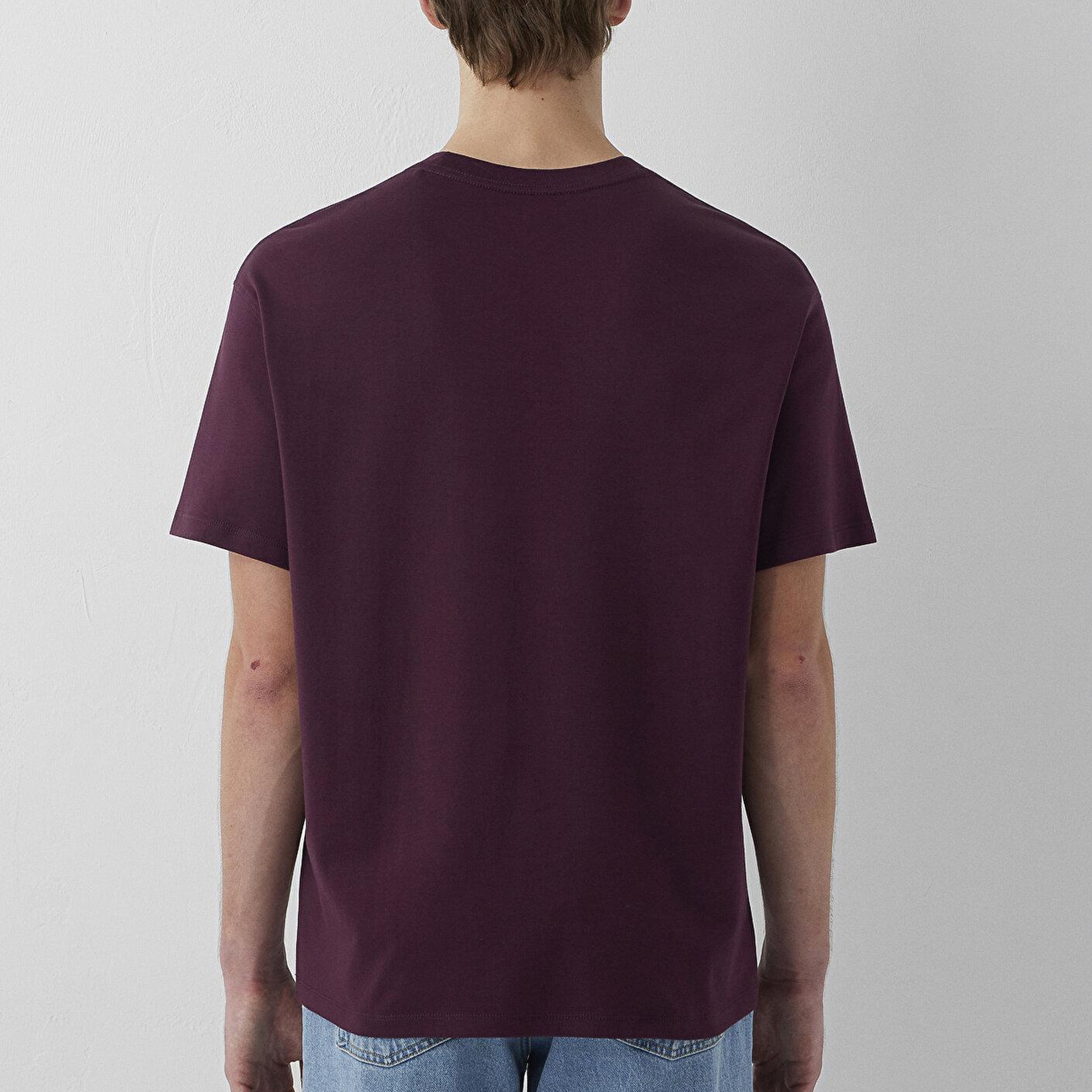 Mavi Mavi Logo Bordo Basic İnterlok Tişört Loose Fit / Bol Rahat Kesim 0613102-70434