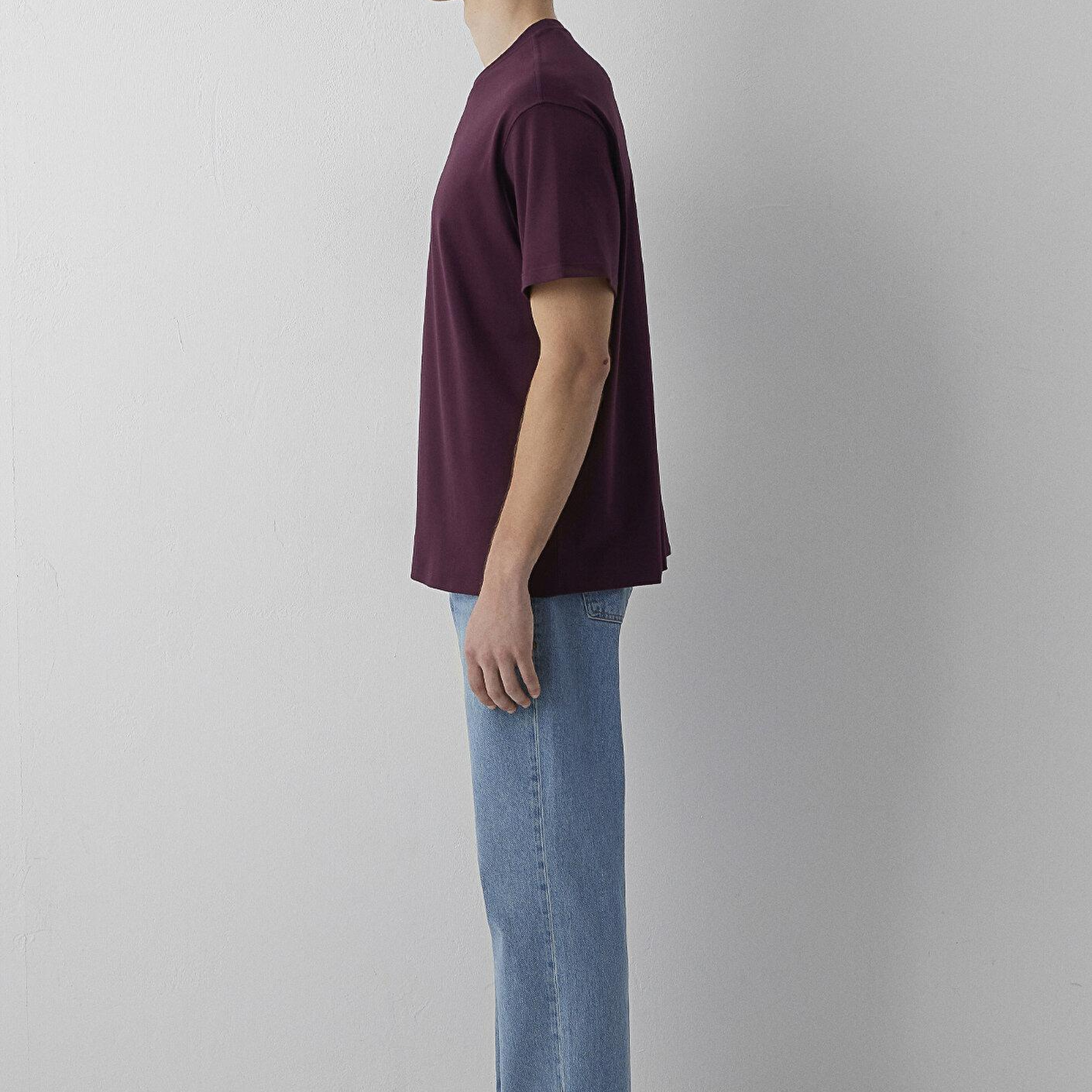 Mavi Mavi Logo Bordo Basic İnterlok Tişört Loose Fit / Bol Rahat Kesim 0613102-70434