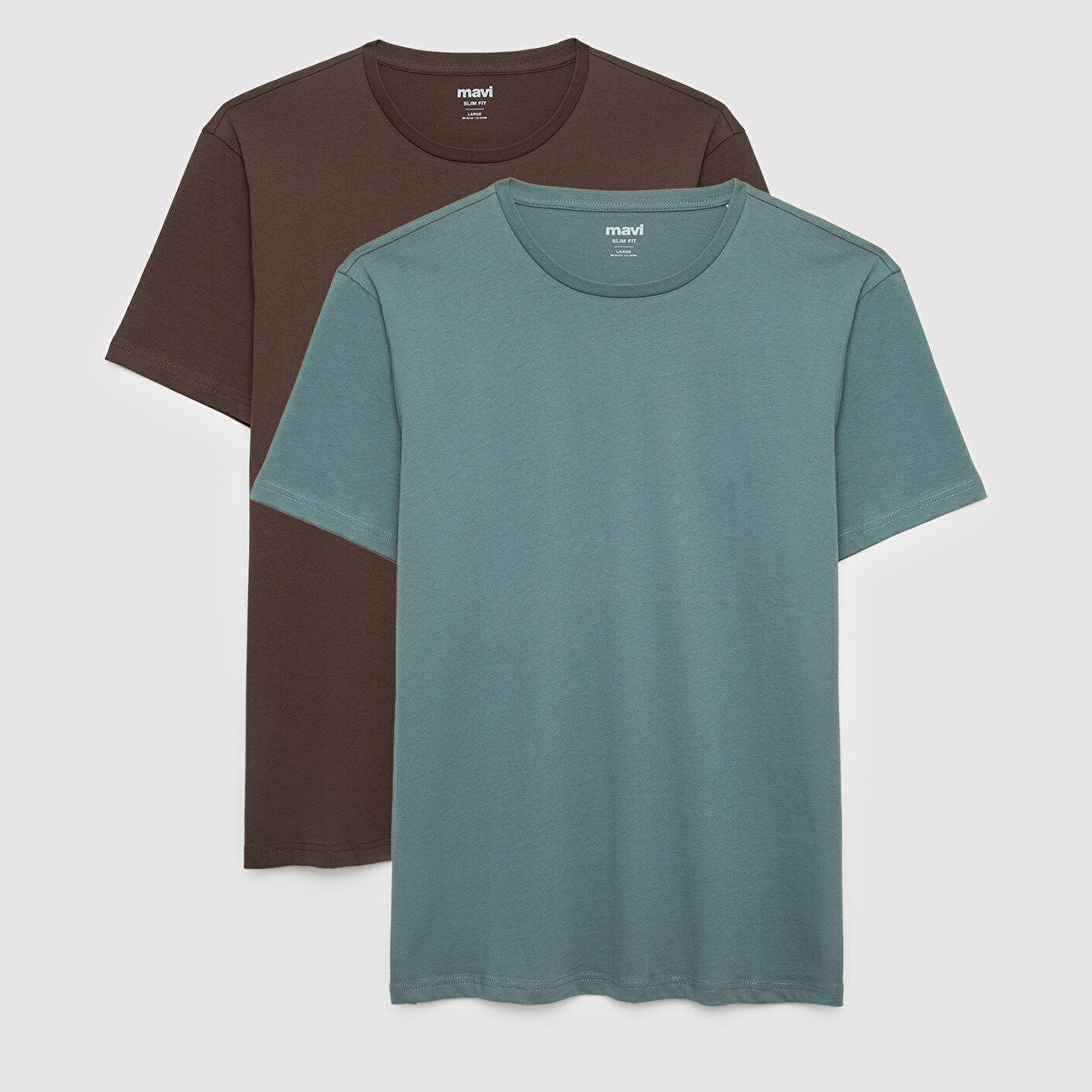 Mavi 2li Erkek Basic Tişört Slim Fit / Dar Kesim 0611288-71577